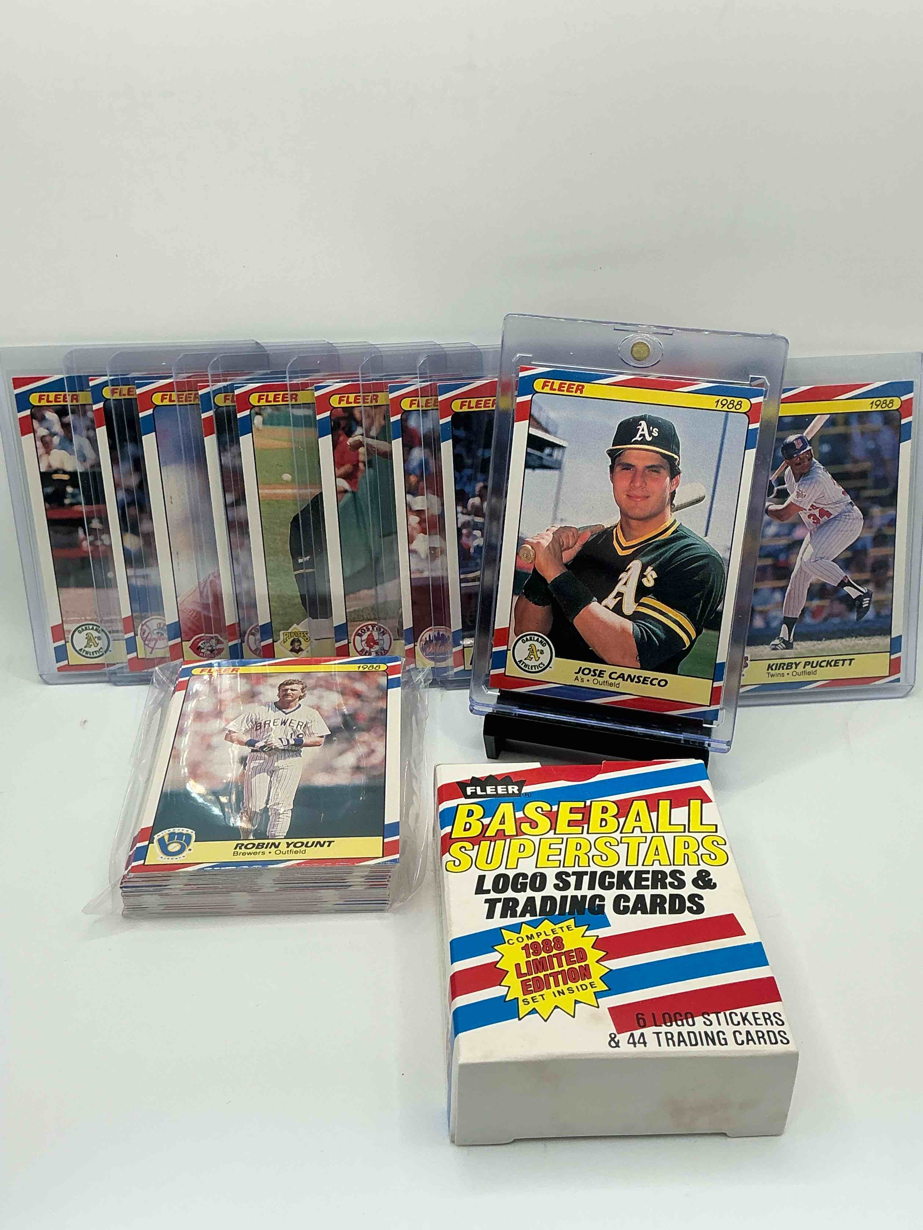 1988 baseball superstars fleer baseball cards! jose canseco, roger clemens, don mattingly, cal ripken jr & more! baseball’s best! 50 card lot, includes commons & legends alike! some of the best to ever do it!