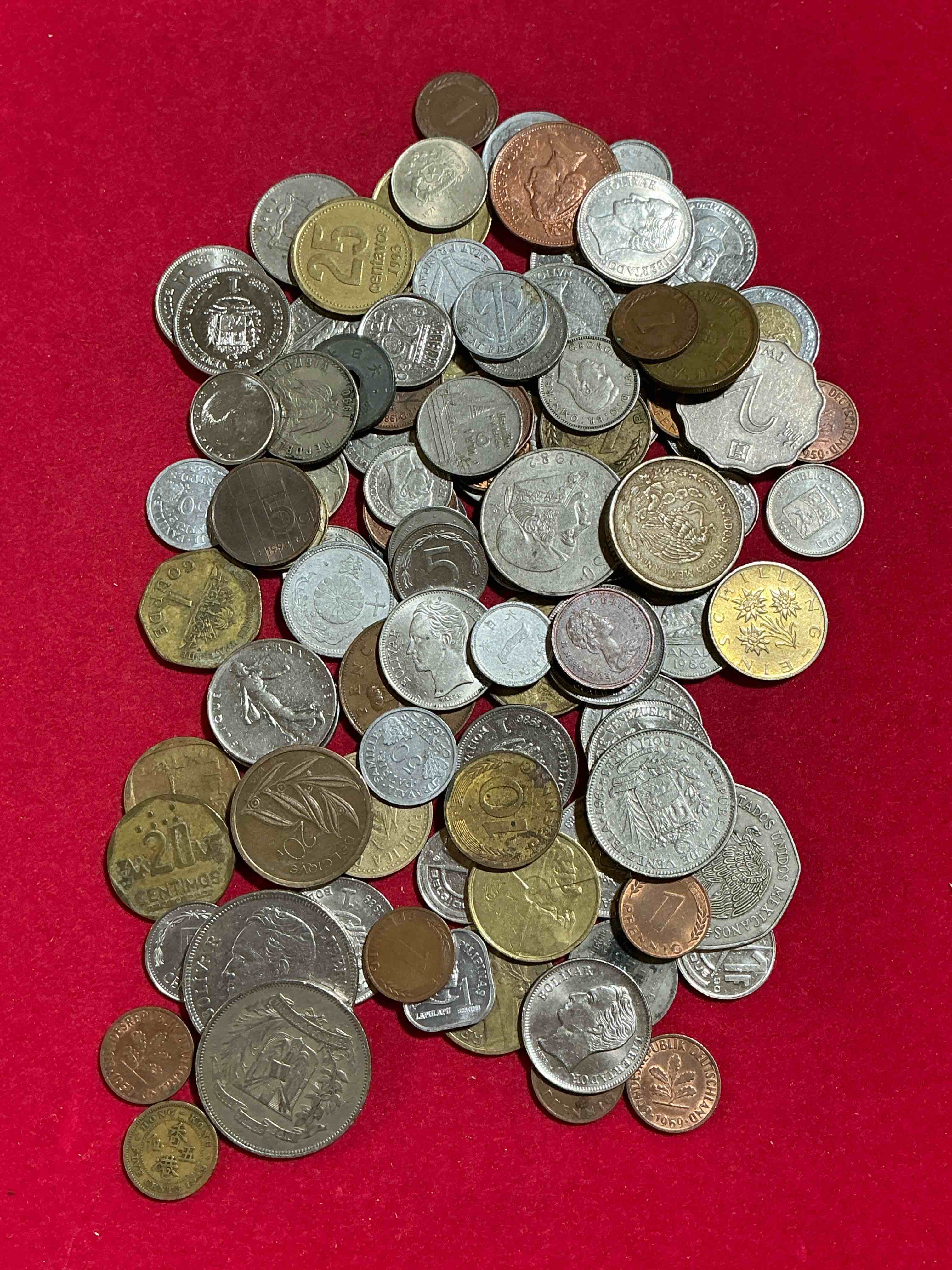 Condition photo showing Good Condition for world coins, antique & vintage! each lot is unique! many different years, countries, sizes & exotic places. this cool collection of antique coins from around the world is loads of fun! have fun identifying each coin & country as a great educational tool! a great investment too!