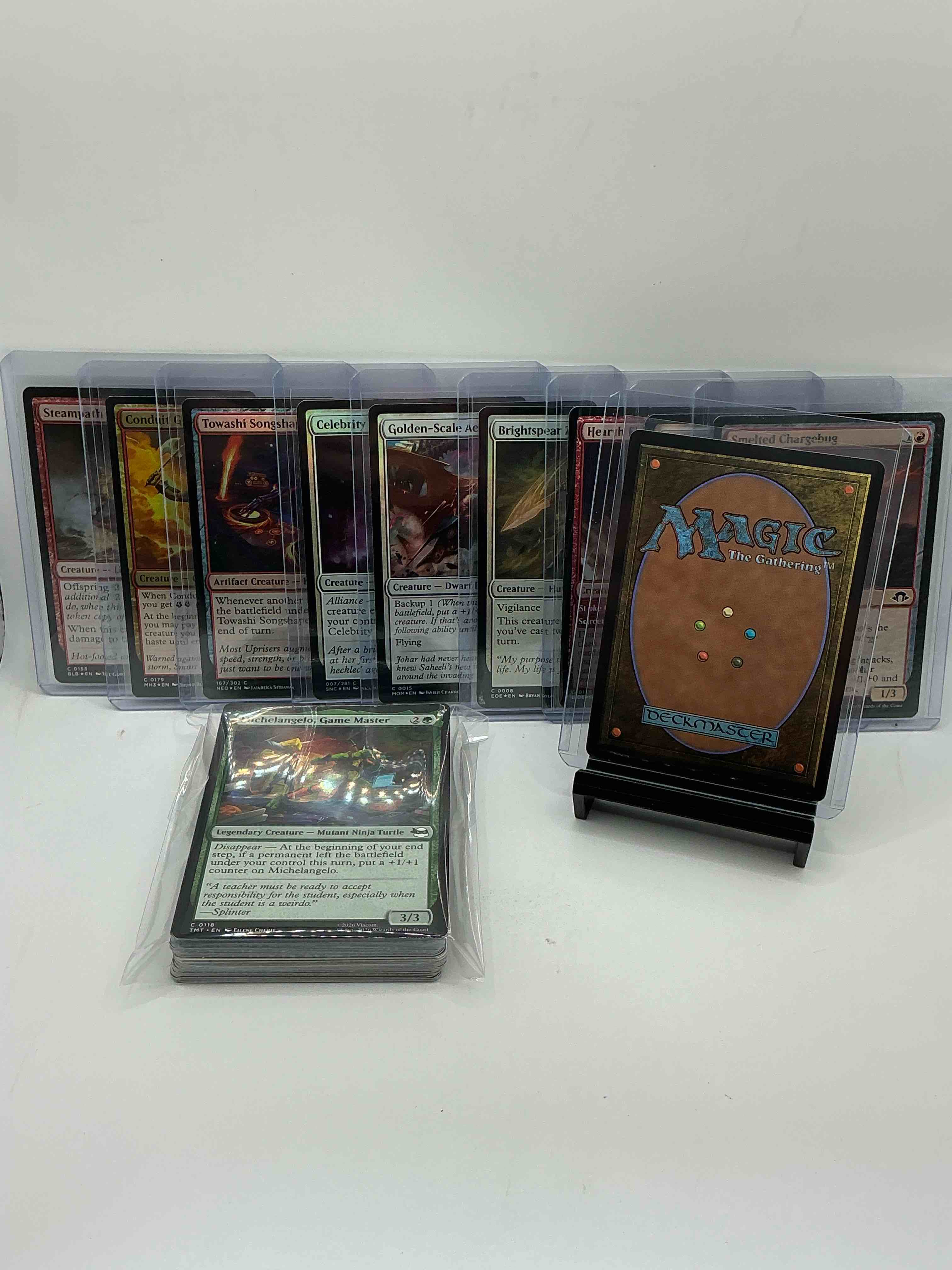 Condition photo showing New/Like New for magic the gathering 50 card lot! lot includes 10 rare or holo foil cards! all cards in excellent shape condition! a great way to join the mtg craze!