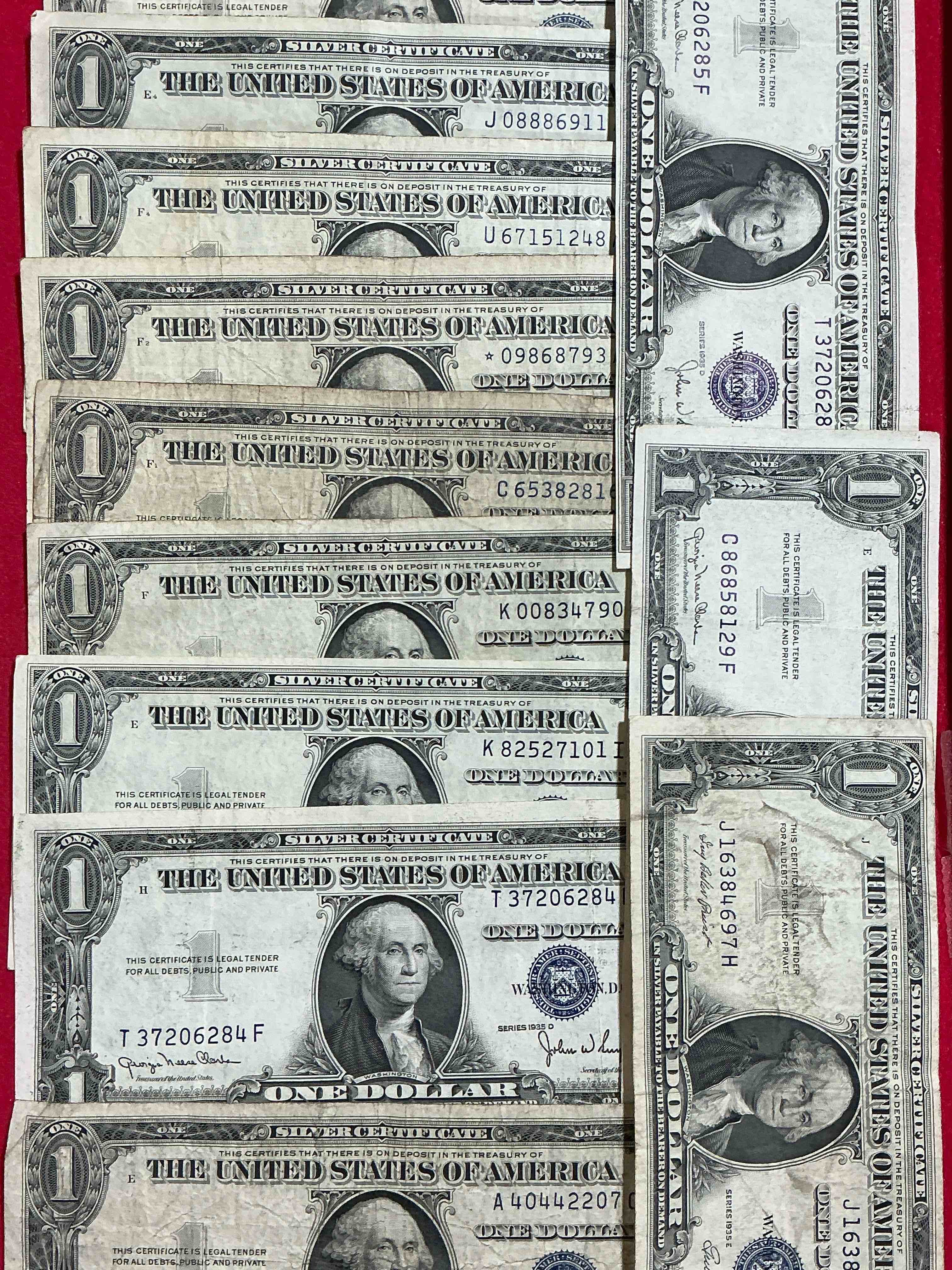 1957 & 1935 series silver certificates! did you know that prior to 1964 one dollar u.s. paper money was actually redeemable for silver dollars?! wow how times have changed! silver certificates were produced from 1878 to 1964 & are still considered legal tender at face value. here are gorgeous, circulated 1957 u.s. one dollar silver certificate, with highly collectible "blue seal!* own an awesome piece of history!