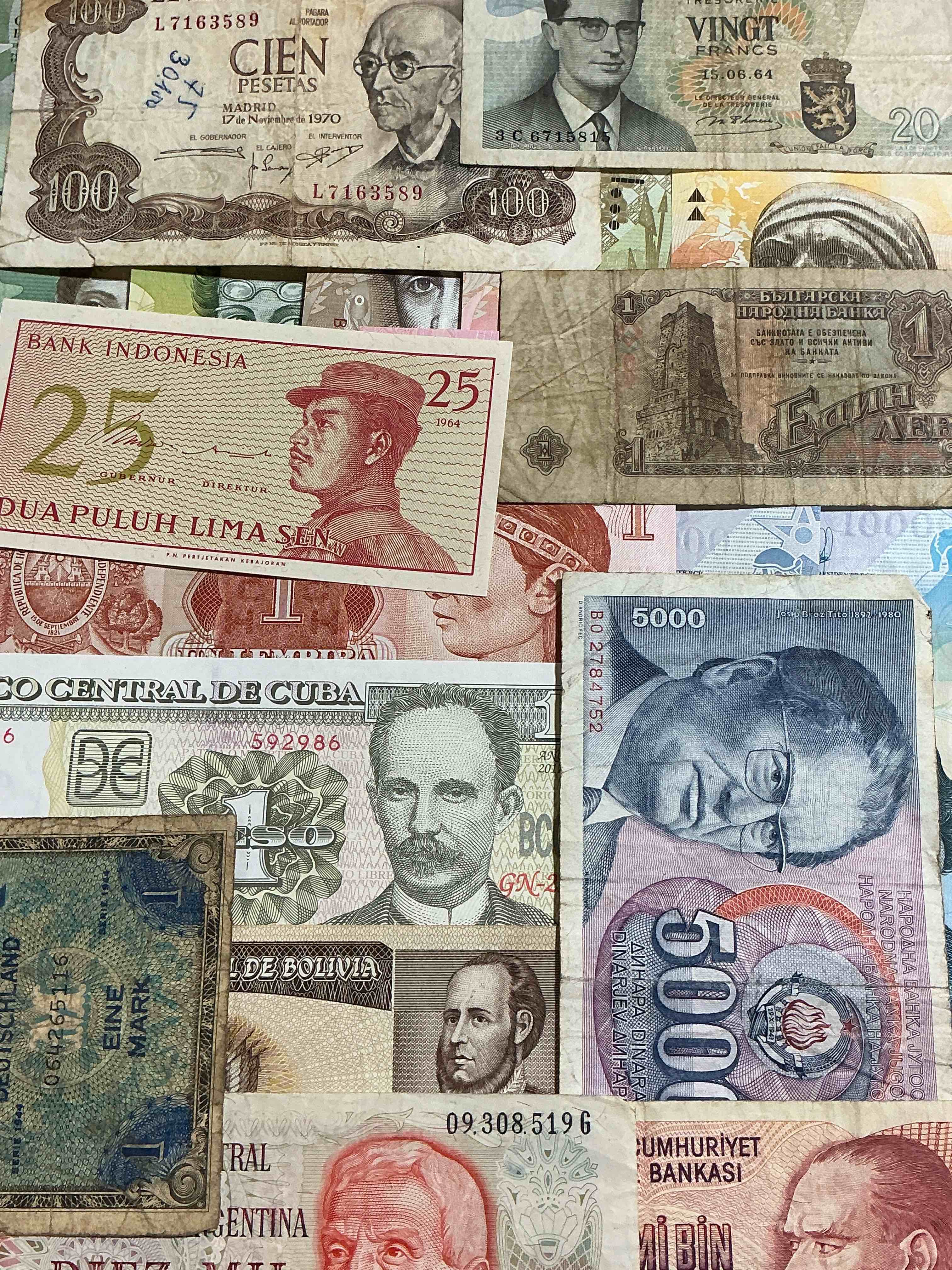 Condition photo showing Good Condition for modern & antique paper money! vintage & antique! paper money from across the world- all different shapes & sizes from all kinds of crazy places! own currency from the corners of the world! wow!