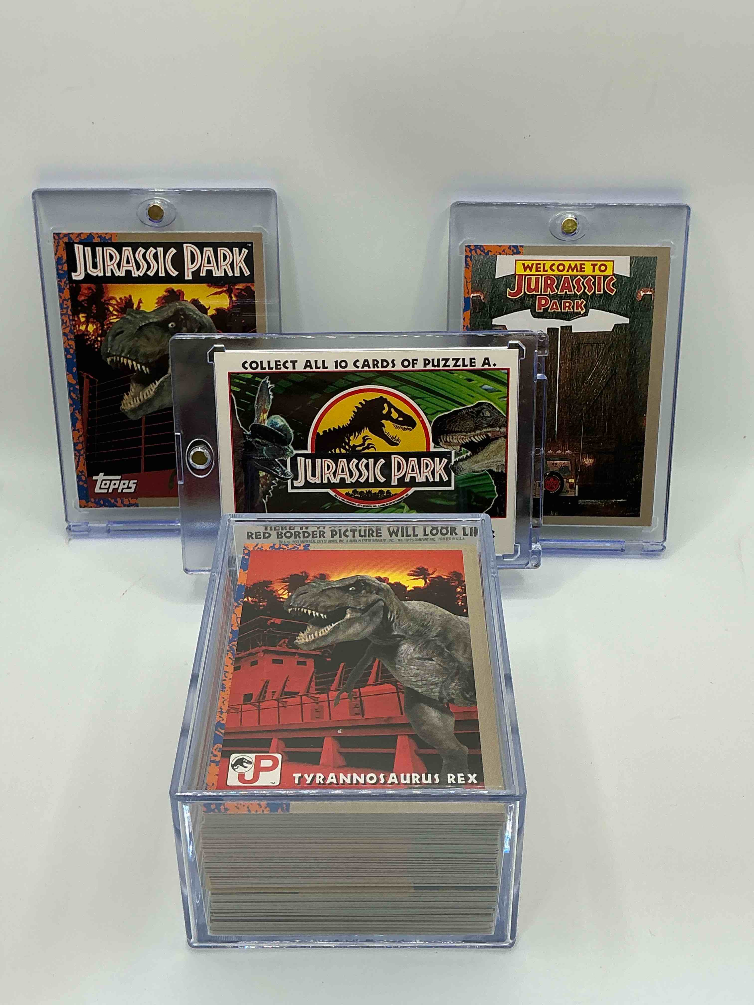 Condition photo showing New/Like New for 1993 dinosaur history! complete, authentic, original jurassic park movie card & sticker set, excellent condition! own a piece of spielberg’s masterpiece! a serious pop culture collector item & very rare & hard to find with all 88 cards & 11 stickers!