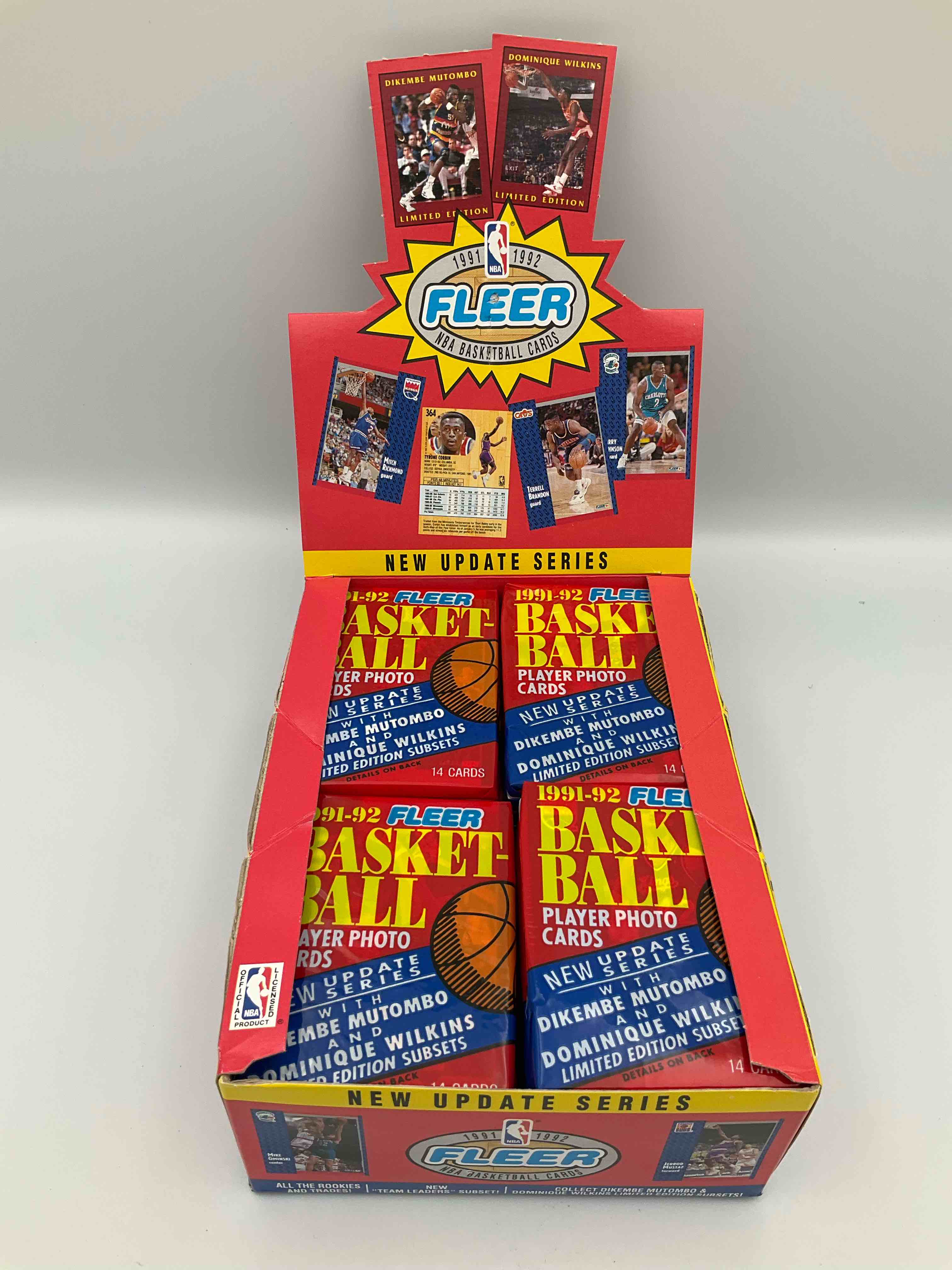 Condition photo showing New/Like New for jordan!? 1991 fleer nba wax pack, direct from original factory sealed retail case!search for valuable michael jordan #29 (psa 10 value $300), larry johnson, rookie & too many valuable cards to list!