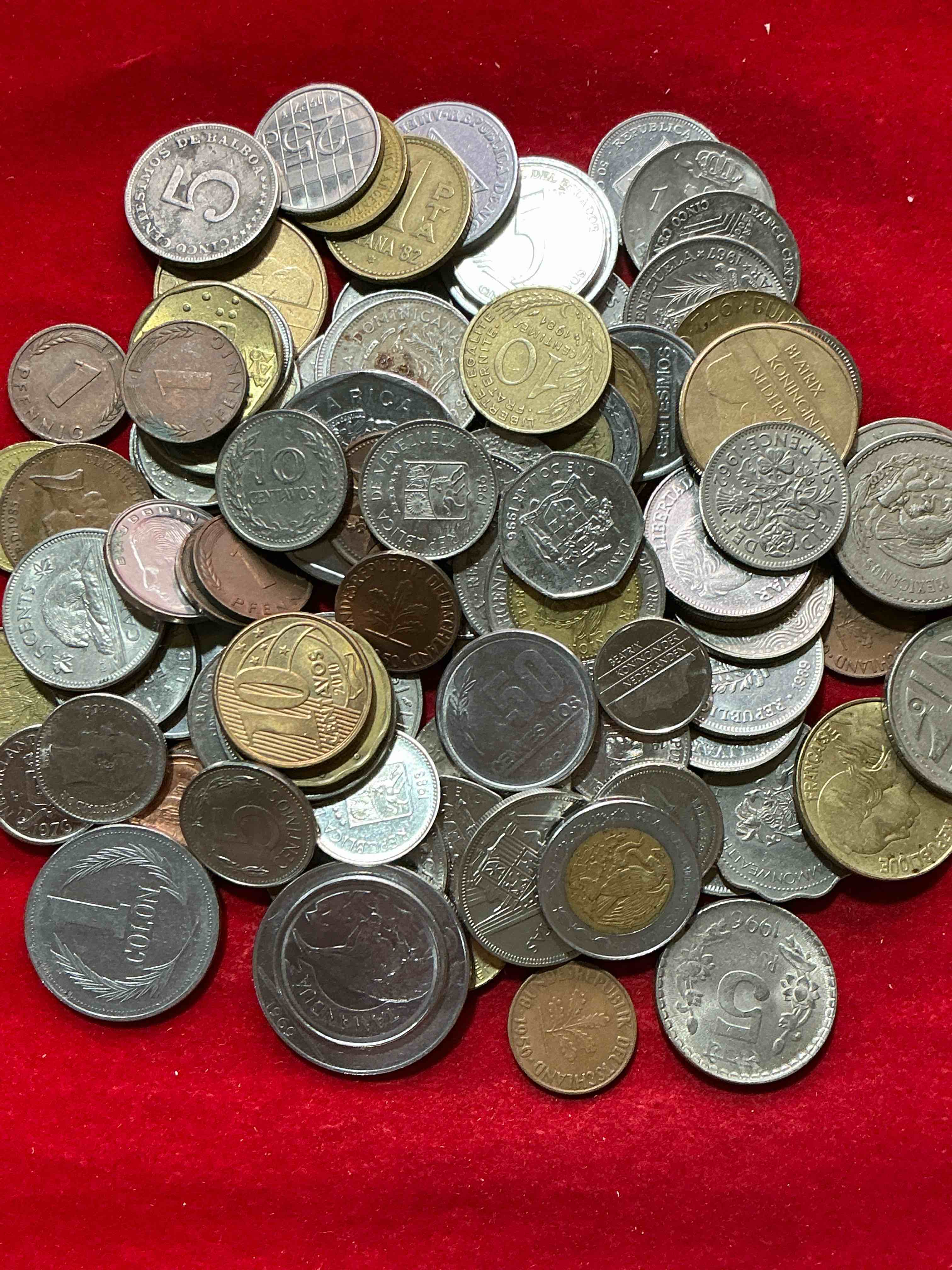 Condition photo showing Good Condition for world coins, antique & vintage! each lot is unique! many different years, countries, sizes & exotic places. this cool collection of antique coins from around the world is loads of fun! have fun identifying each coin & country as a great educational tool! a great investment too!