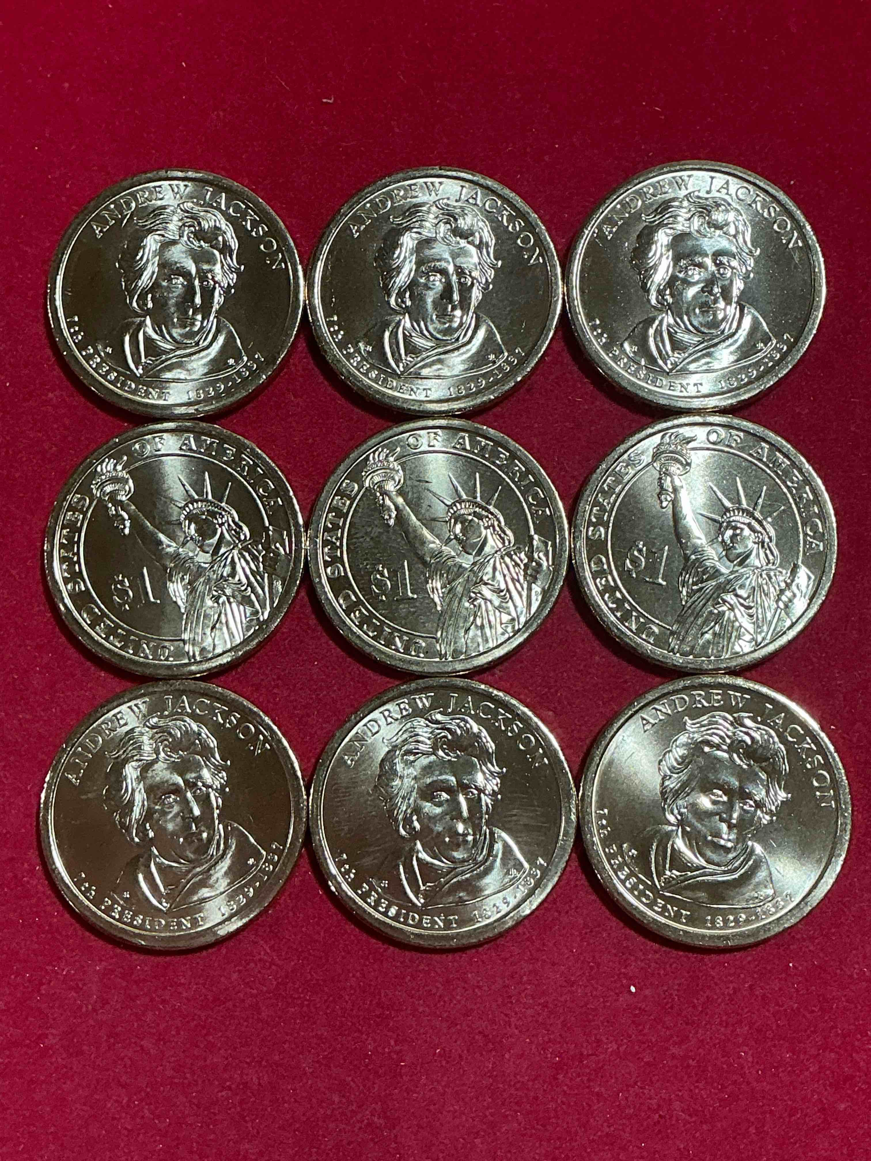 Condition photo showing New/Like New for andrew jackson 2008 one dollar presidential coins! uncirculated brilliant coins! these coins are in mint condition, and some of the most collectible coins out there! rare, uncirculated, one dollar coins featuring andrew jackson!