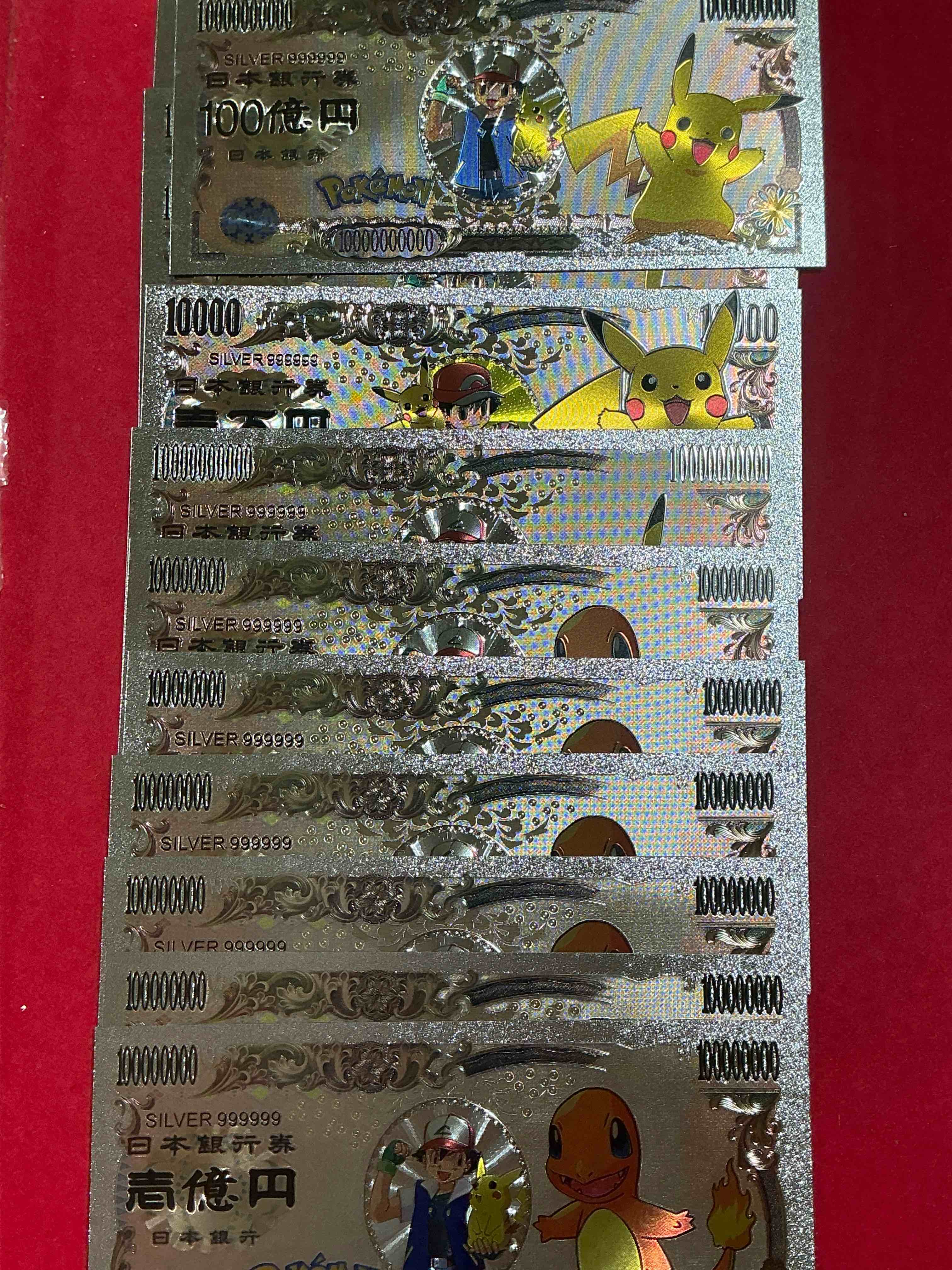 Condition photo showing New/Like New for pokémon novelty silver in color dollars! ultra cool novelty 1,000,000 pokémon bill with characters & cool designs! rare & hard to get!