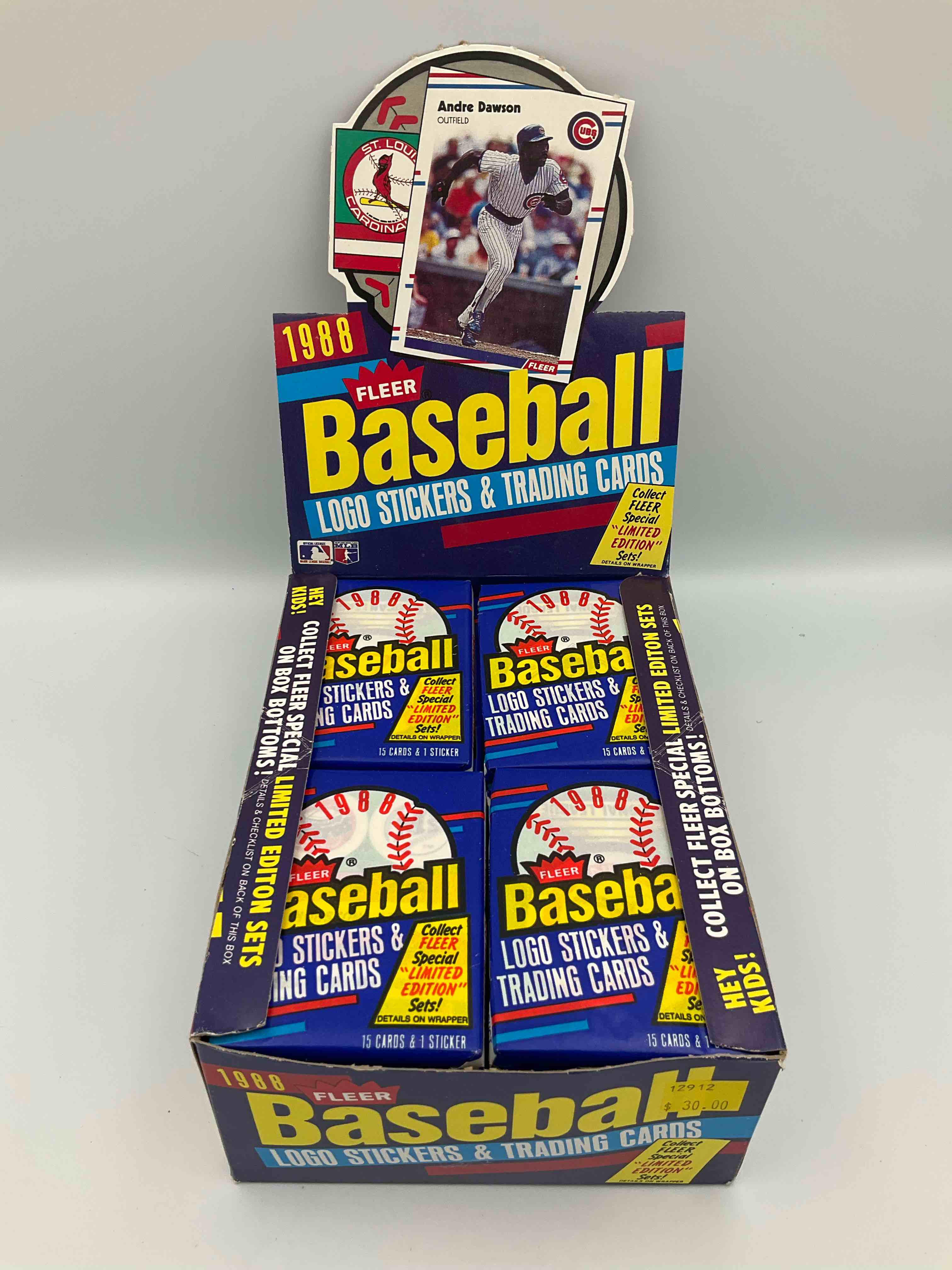 Condition photo showing New/Like New for 80's baseball fan's rejoice! 1988 fleer baseball unopened wax packs full of collectible trading cards! search for valuable don mattingly & nolan ryan cards worth hundreds in perfect condition!