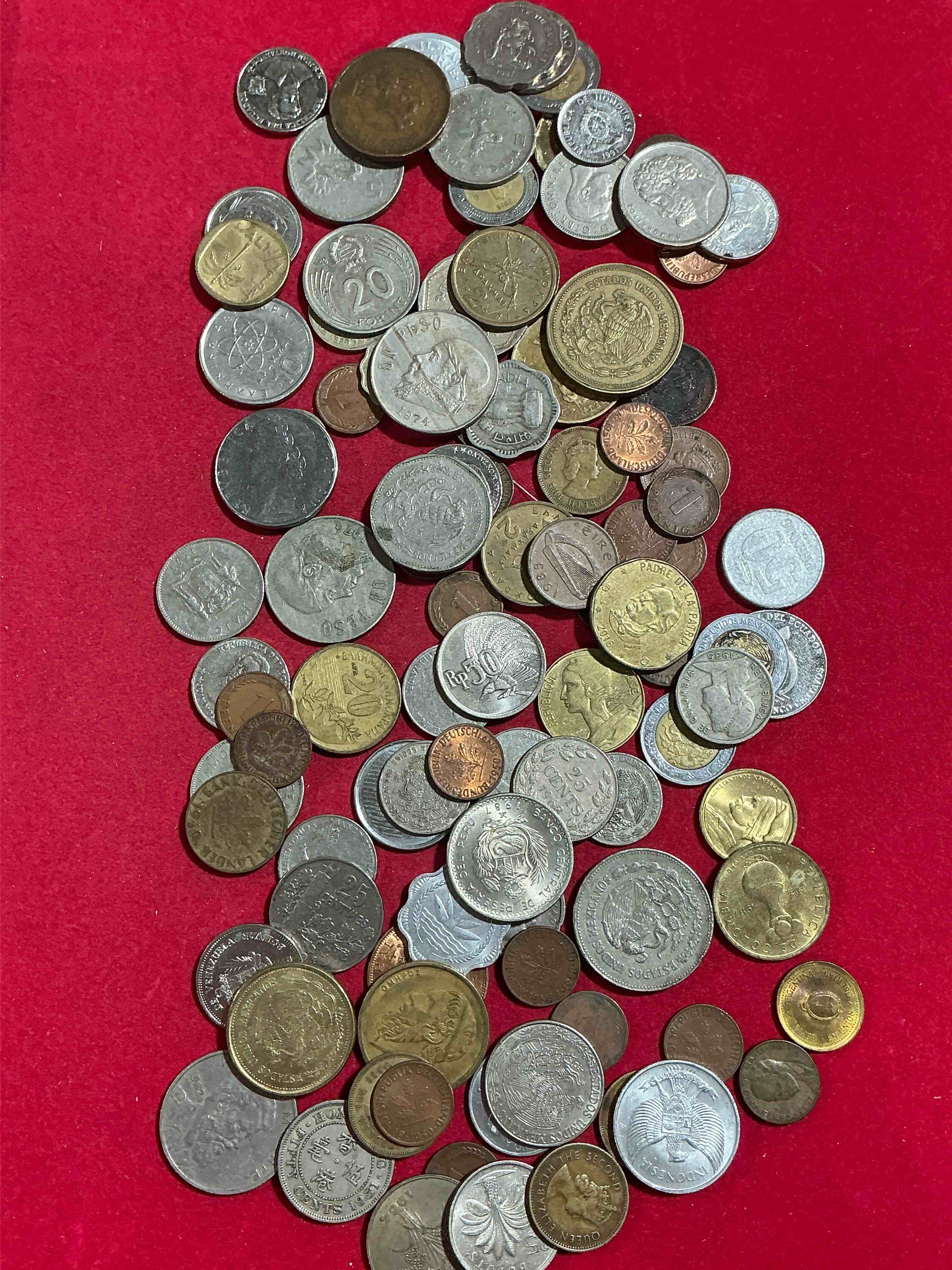 Condition photo showing Good Condition for world coins, antique & vintage! each lot is unique! many different years, countries, sizes & exotic places. this cool collection of antique coins from around the world is loads of fun! have fun identifying each coin & country as a great educational tool! a great investment too!