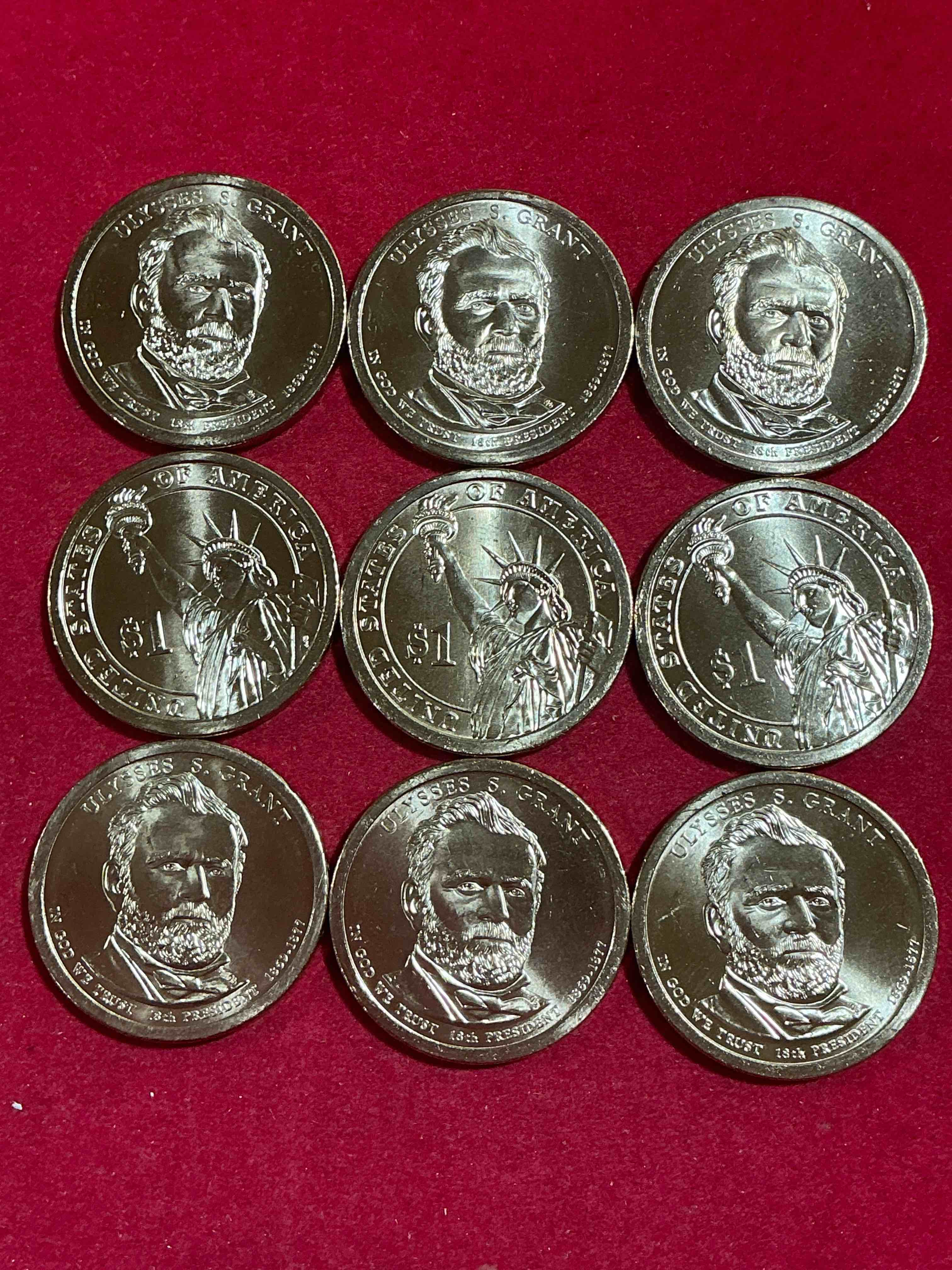 Condition photo showing New/Like New for ulysses s. grant 2015 one dollar presidential coins! uncirculated brilliant coins! these coins are in mint condition, and some of the most collectible coins out there! rare, uncirculated, one dollar coins featuring ulysses s. grant