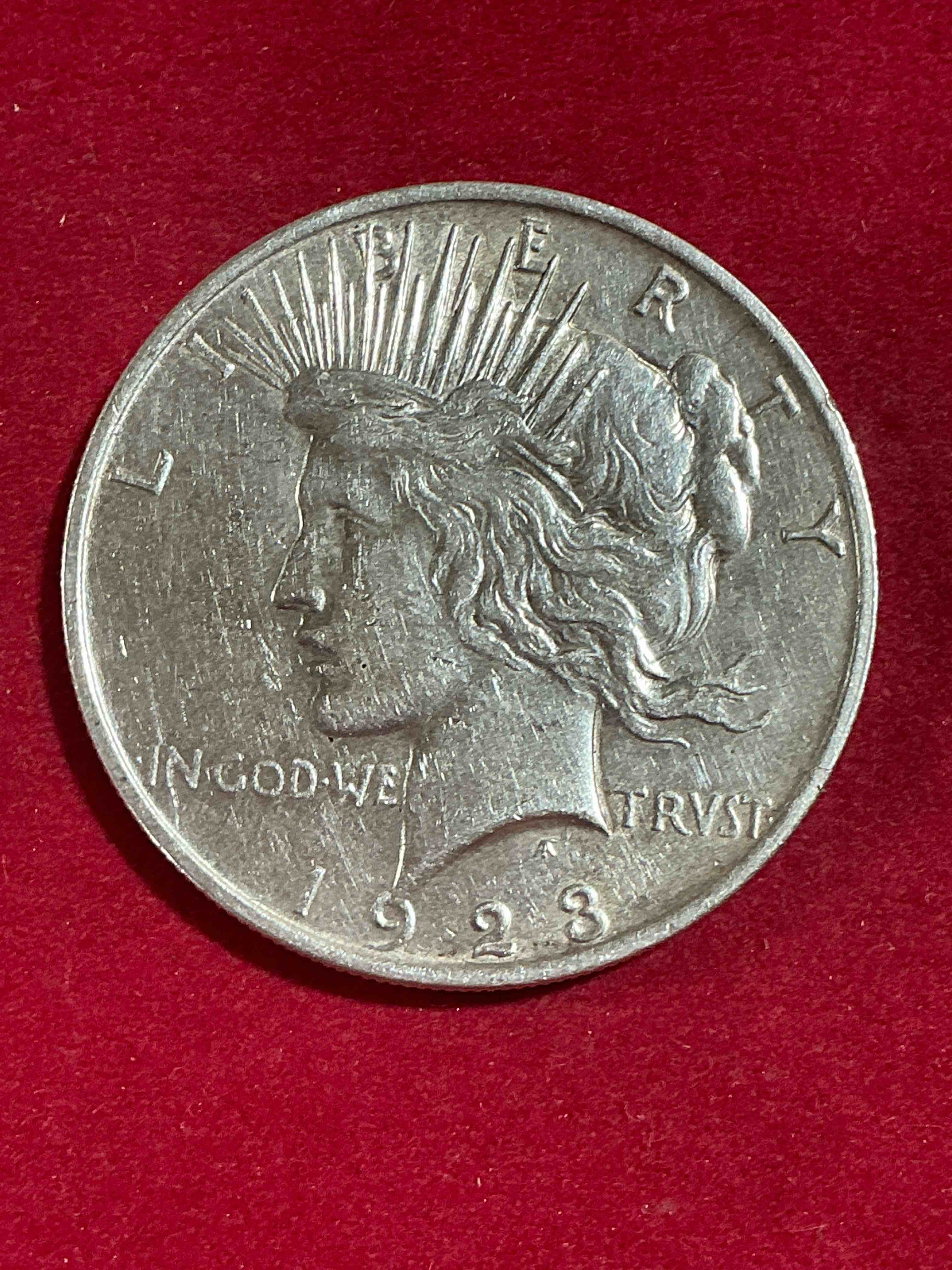 silver peace dollar! one dollar coin from 1923! these one ounce coins are 90% silver & super rare! liberty peace dollars are highly coveted by collectors for their value & beautiful design. add a one ounce liberty peace dollar at 90% silver to your collection! super rare!)