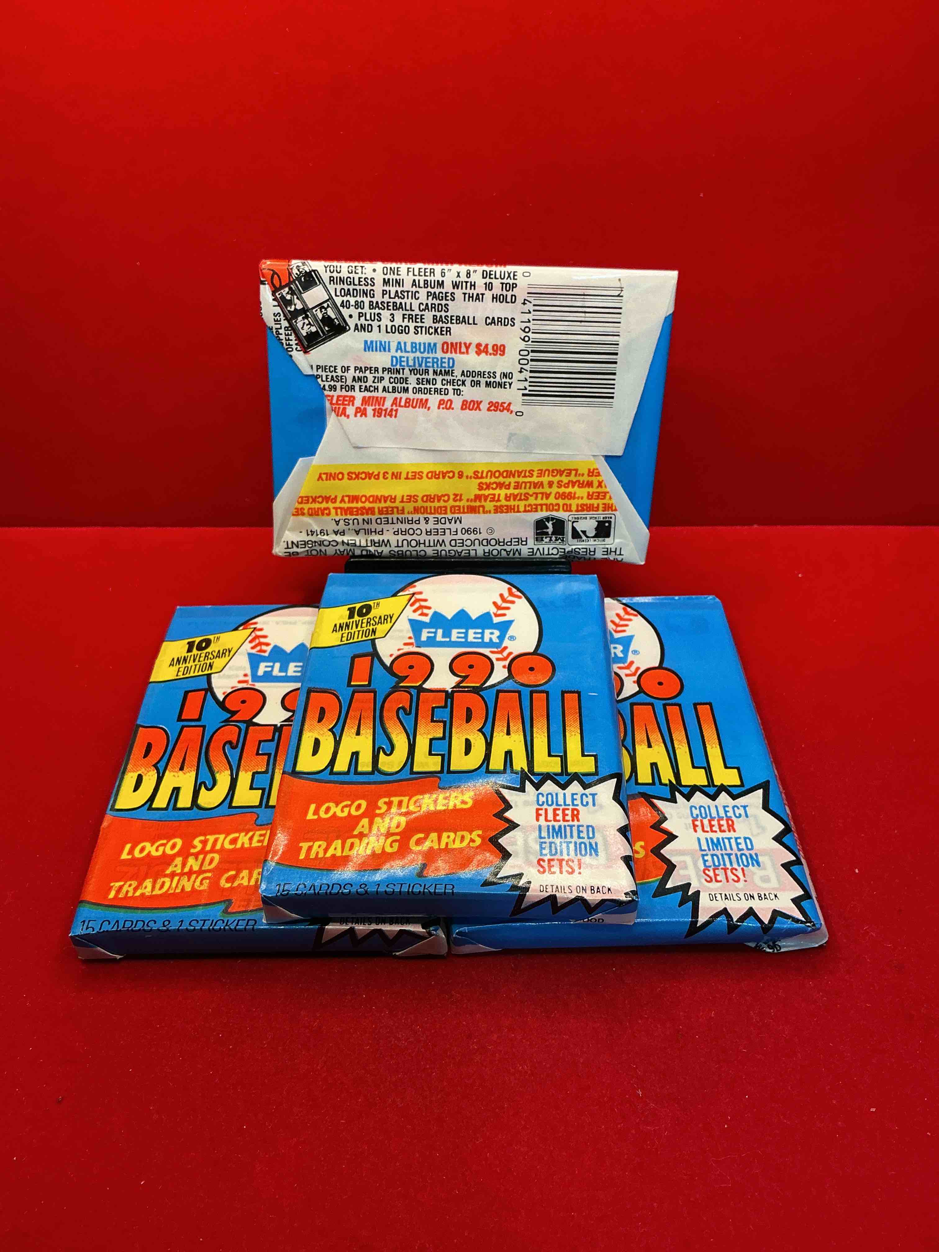 Condition photo showing New/Like New for vintage baseball! awesome 1990 fleer baseball unopened sports card wax packs!direct from original box! search for valuable collectible ken griffey jr cards!