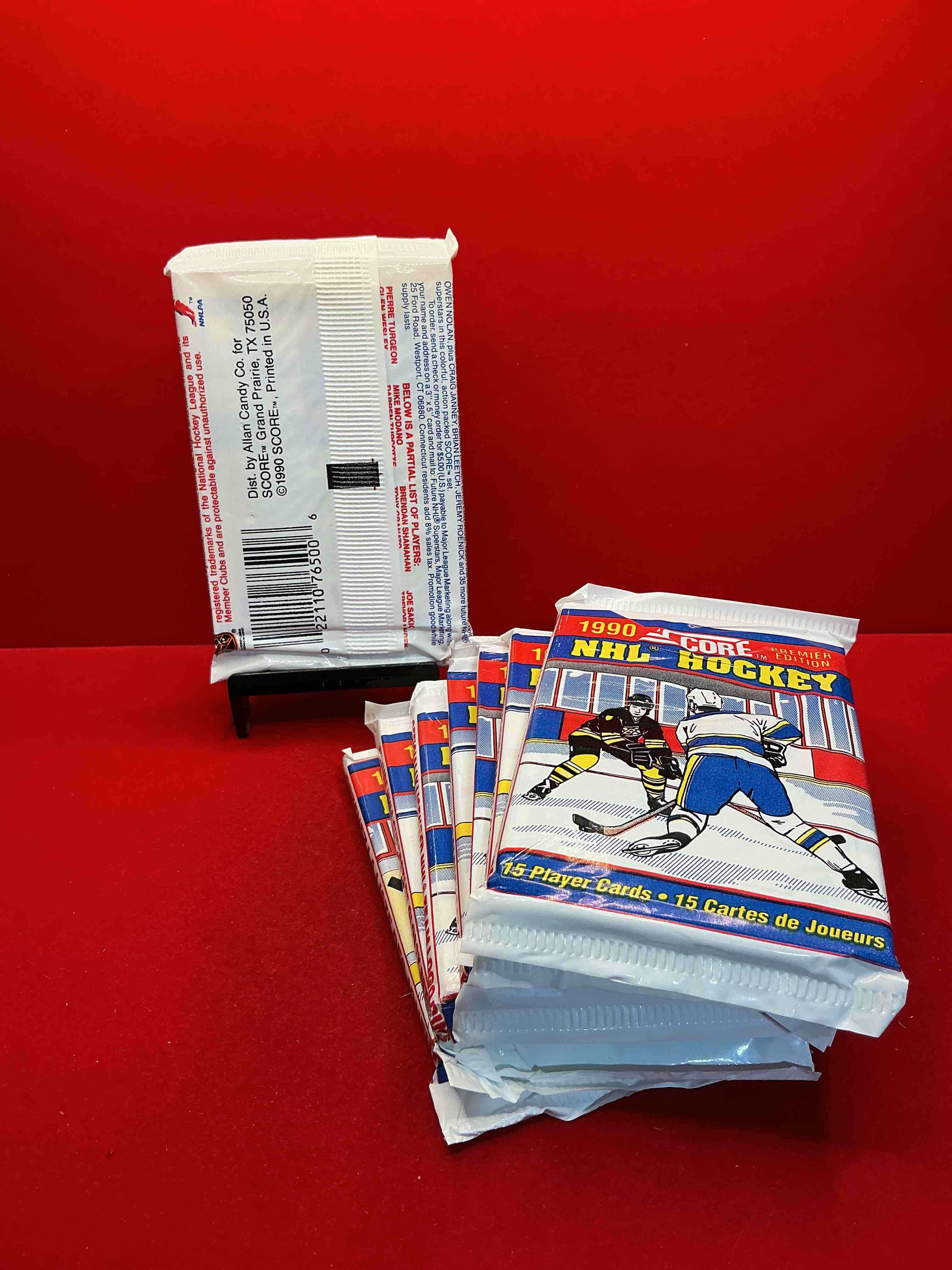 Condition photo showing New/Like New for beautiful & rare! wayne gretzky!? 1990 score hockey unopened packs! look for key rookies & wayne gretzky cards in these amazing packs! straight from box & rare!