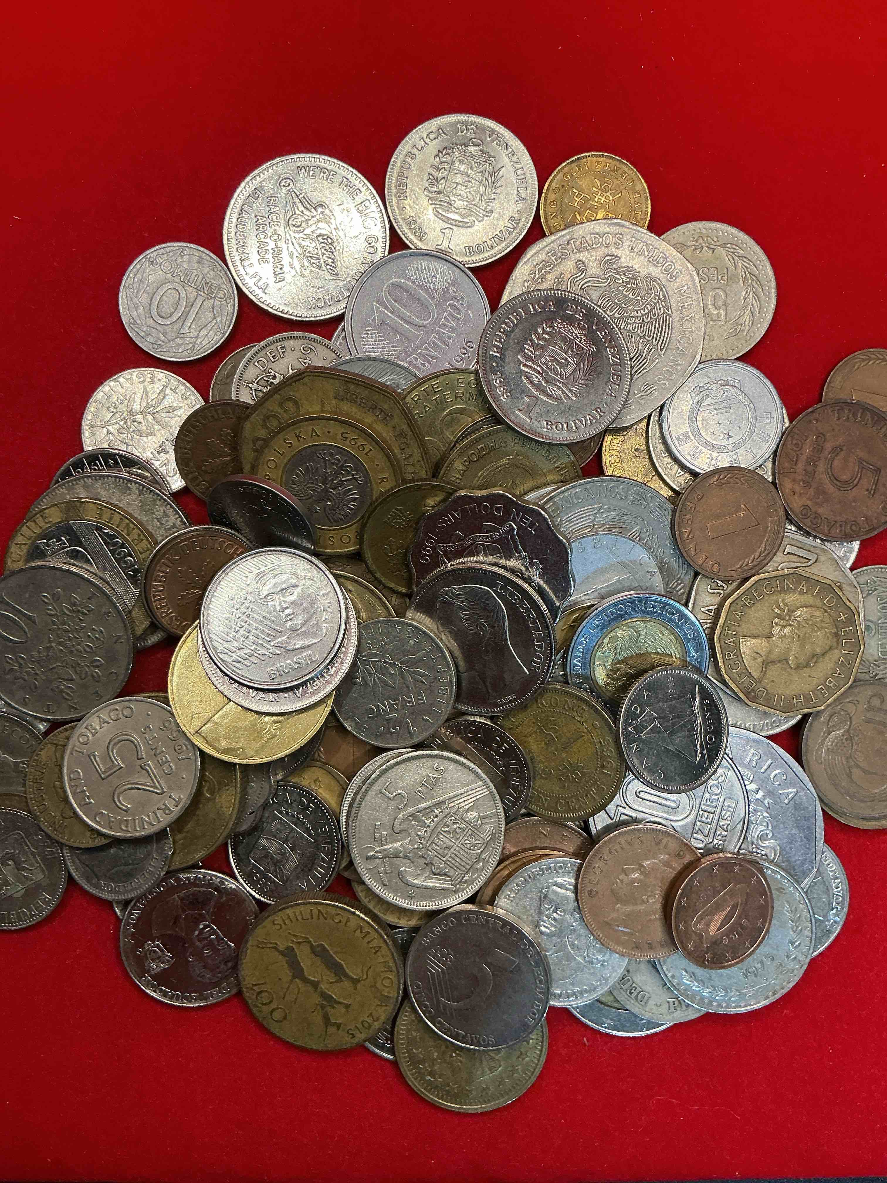 Condition photo showing Good Condition for world coins, antique & vintage! each lot is unique! many different years, countries, sizes & exotic places. this cool collection of antique coins from around the world is loads of fun! have fun identifying each coin & country as a great educational tool! a great investment too!