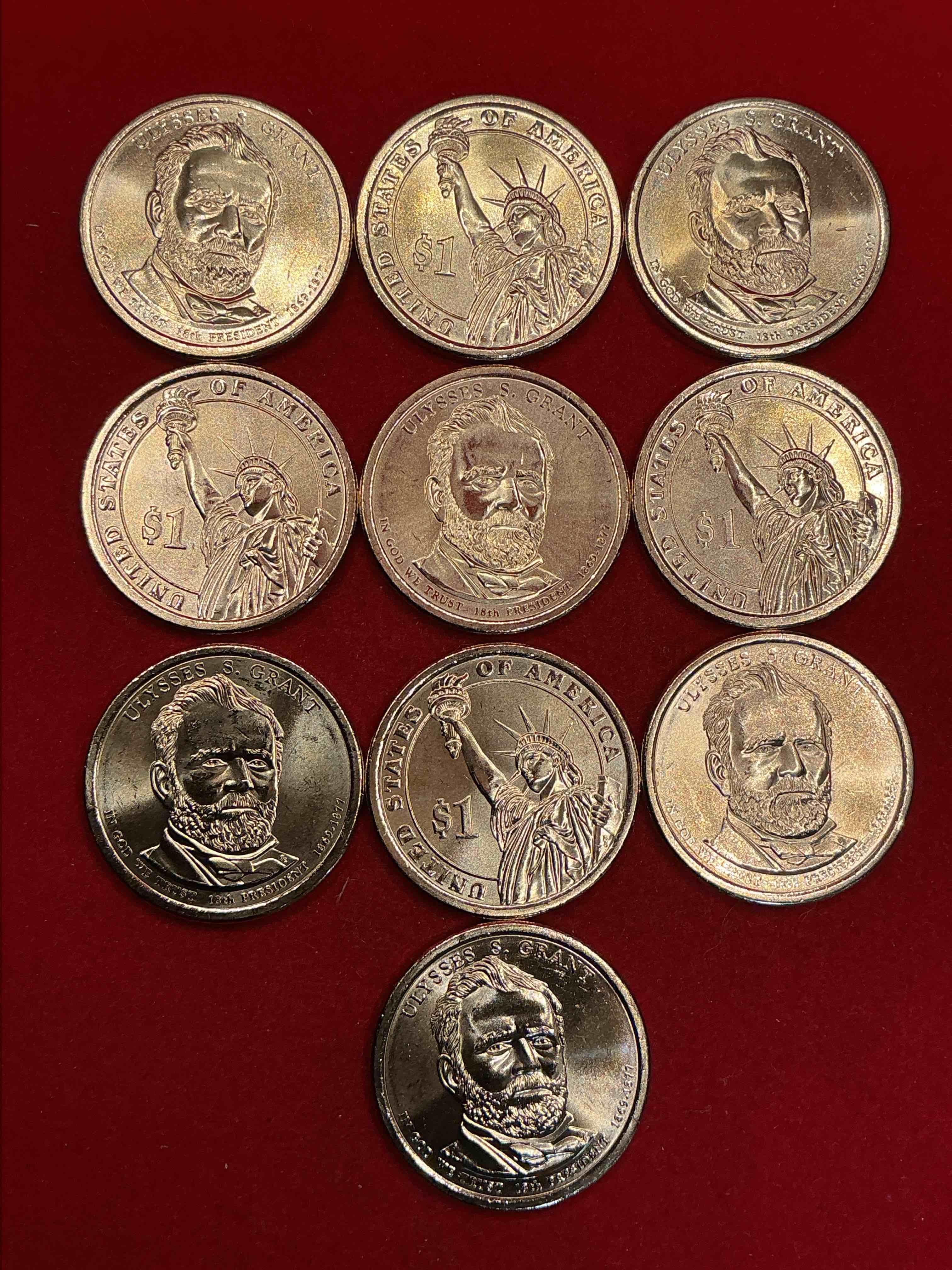 Condition photo showing New/Like New for ulysses s. grant 2015 one dollar presidential coins! uncirculated brilliant coins! these coins are in mint condition, and some of the most collectible coins out there! rare, uncirculated, one dollar coins featuring ulysses s. grant