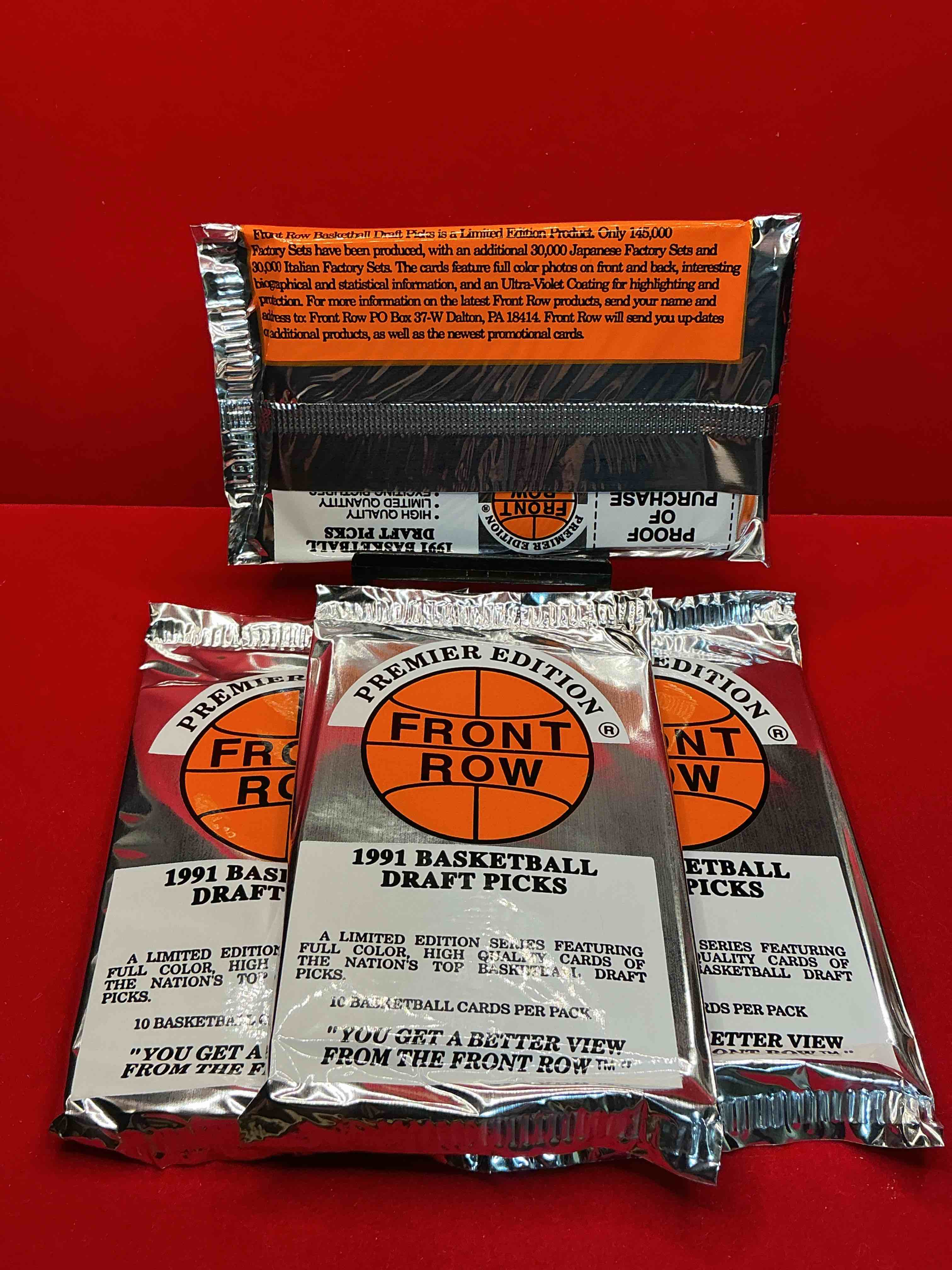 Condition photo showing New/Like New for 1991 throwback rarity! here's something you've probably never seen! 1991 front row college basketball / nba unopened sealed packs, direct from sealed original retail case! includes randomly inserted rare autograph cards! front row was the “original" college jersey card packs back in the day & has long been defunct. these cards are becoming serious collector items due to their scarcity. these things are serious rare! own some great sports card history & something you'll rarely see again!