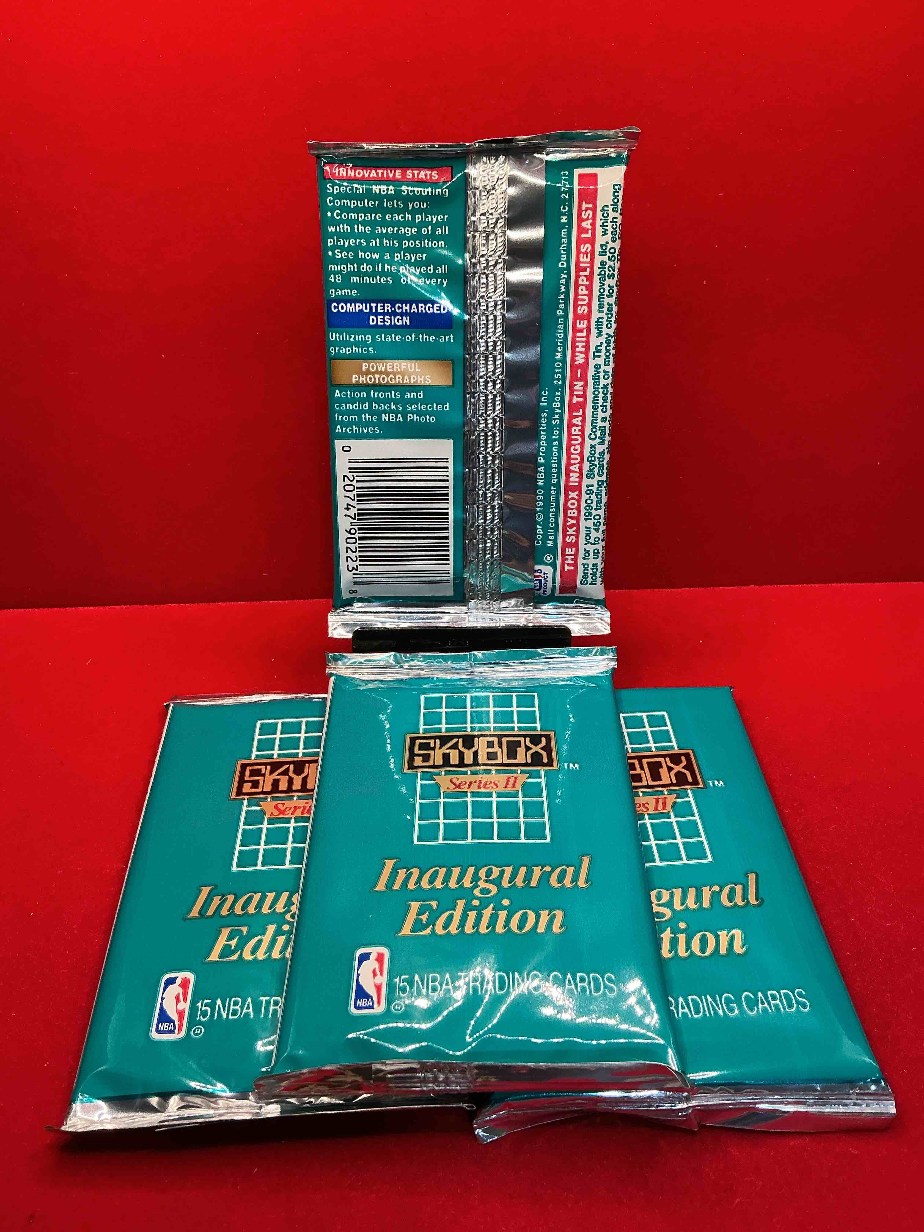 Condition photo showing New/Like New for michael jordan, magic johnson & more! search for so many nba legends & stars! 1990-91 skybox unopened packs, series ii! direct from original box! these packs are sought after for their eye-catching teal look & awesome cards! search for valuable michael jordan, larry bird & magic johnson cards! along with other stars!