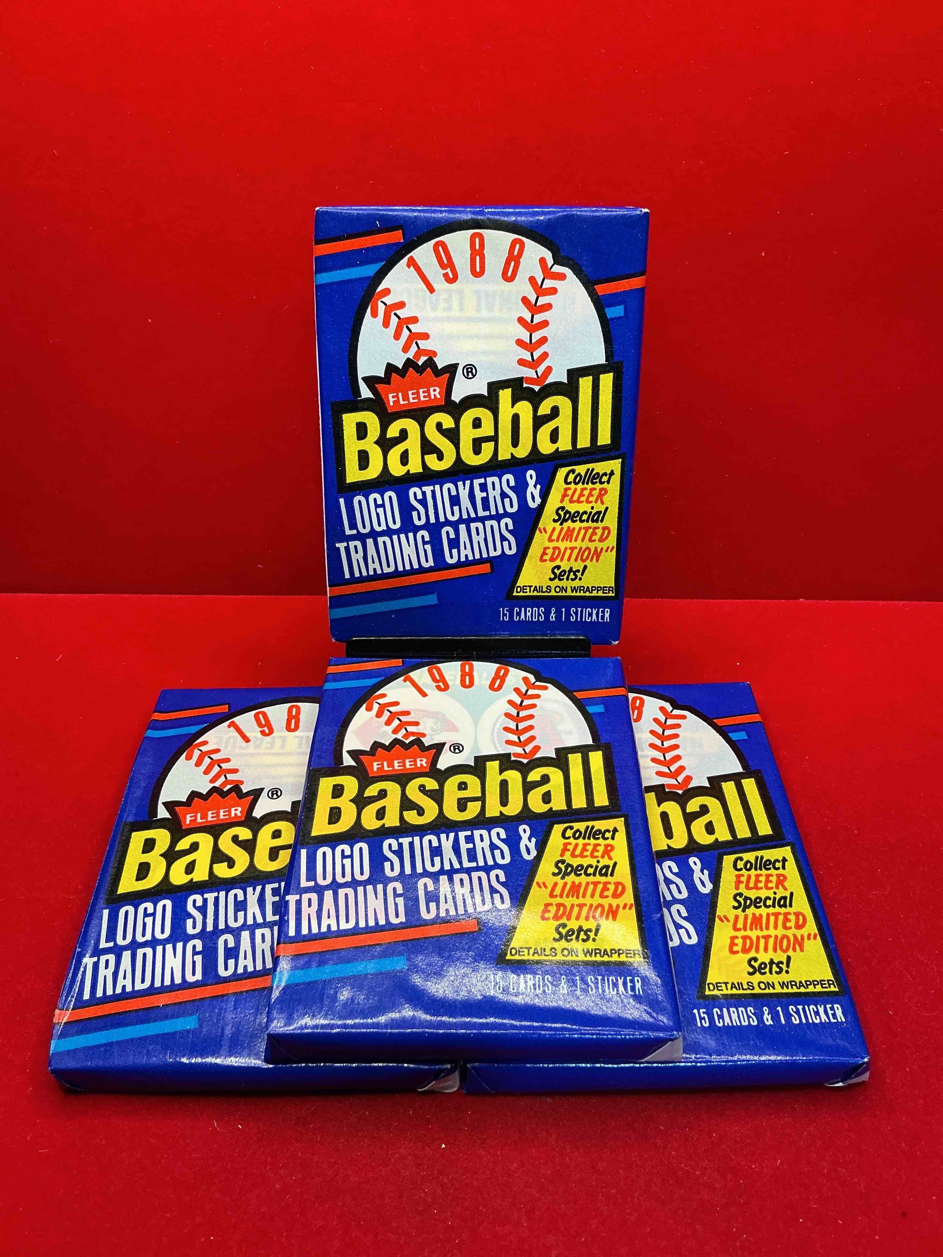80's baseball fan's rejoice! 1988 fleer baseball unopened wax packs full of collectible trading cards! search for valuable don mattingly & nolan ryan cards worth hundreds in perfect condition!
