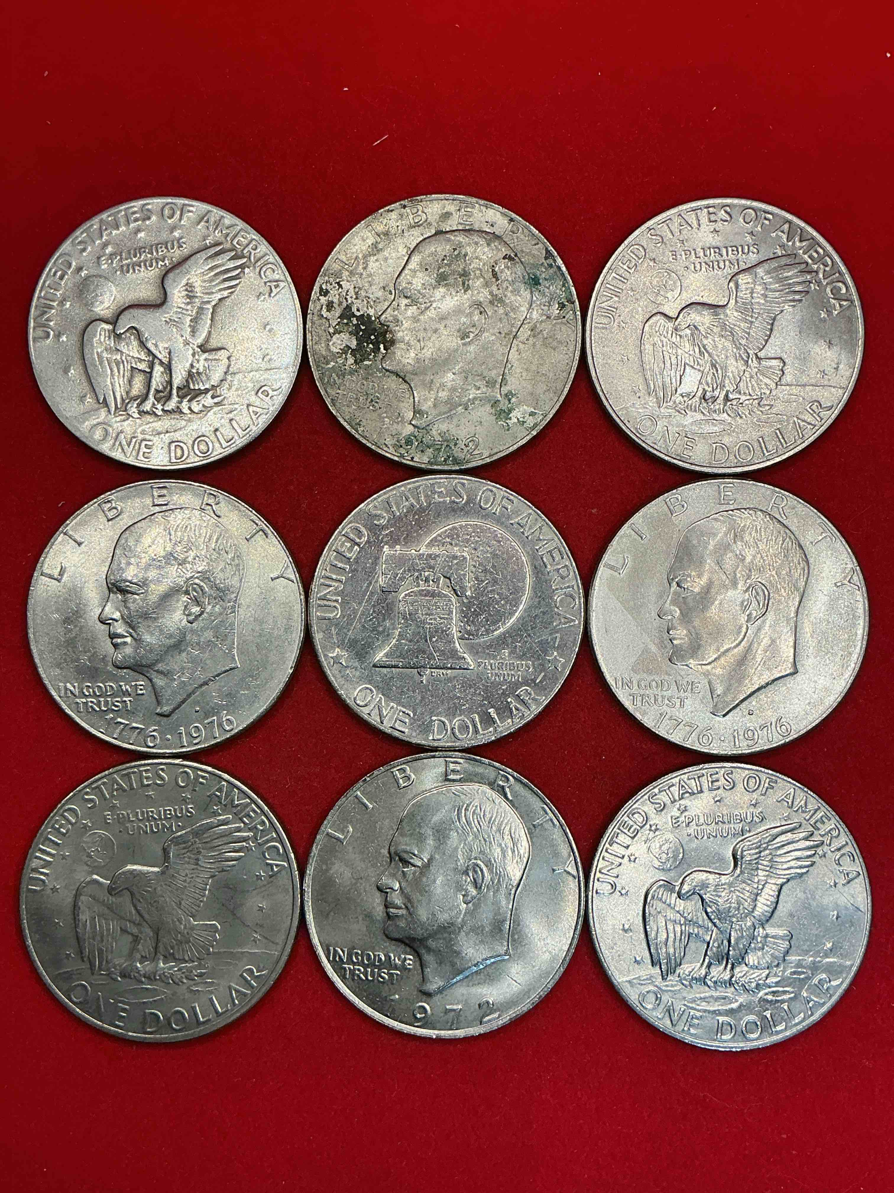 Condition photo showing Good Condition for gorgeous eisenhower dollar coins! these striking, large u.s. coins were minted from 1971-1978. here are gorgeous examples of “ike" dollars from 1976 & more! these coins have become immensely popular with collectors & some have great toning!