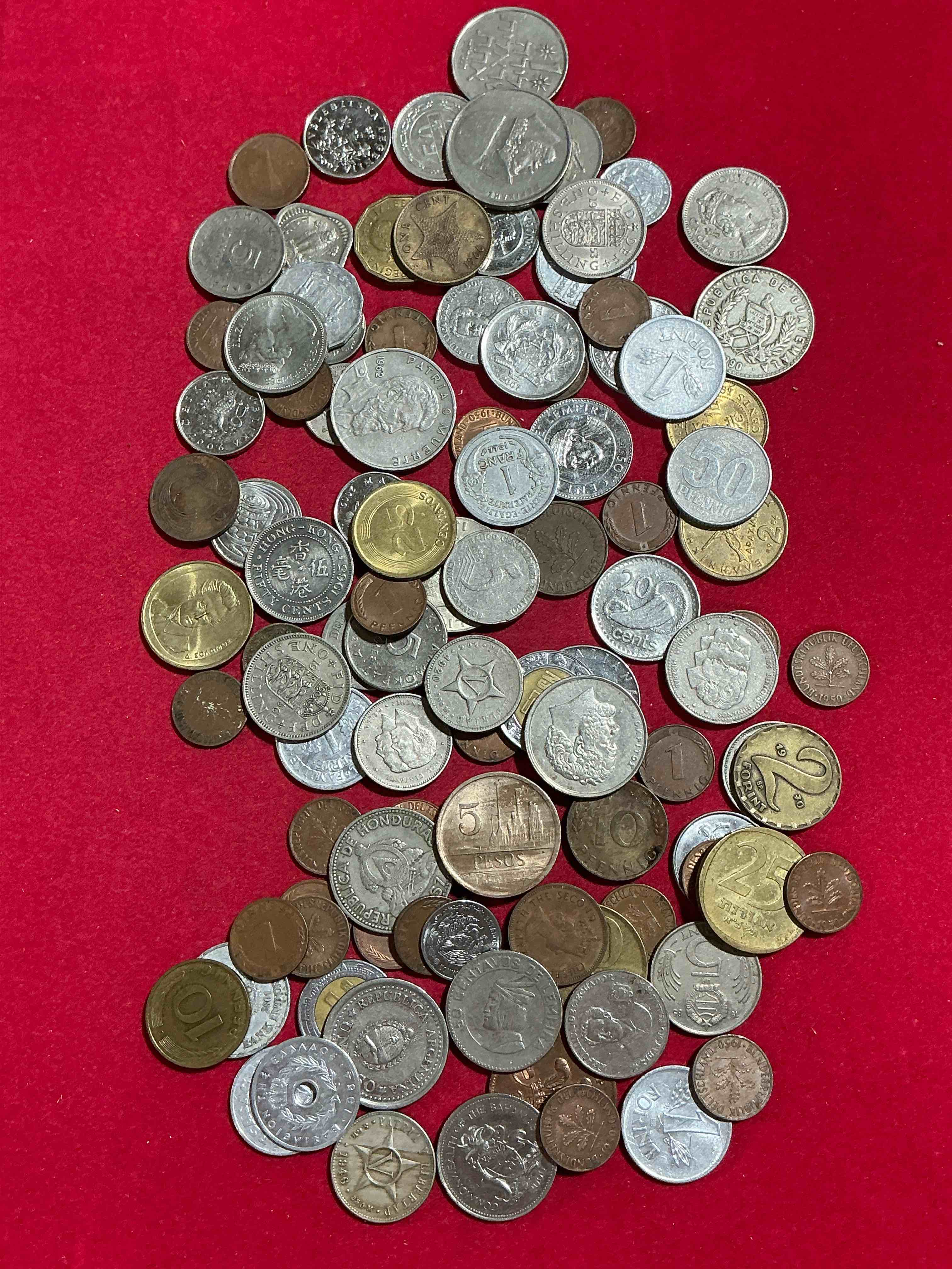 Condition photo showing Good Condition for world coins, antique & vintage! each lot is unique! many different years, countries, sizes & exotic places. this cool collection of antique coins from around the world is loads of fun! have fun identifying each coin & country as a great educational tool! a great investment too!