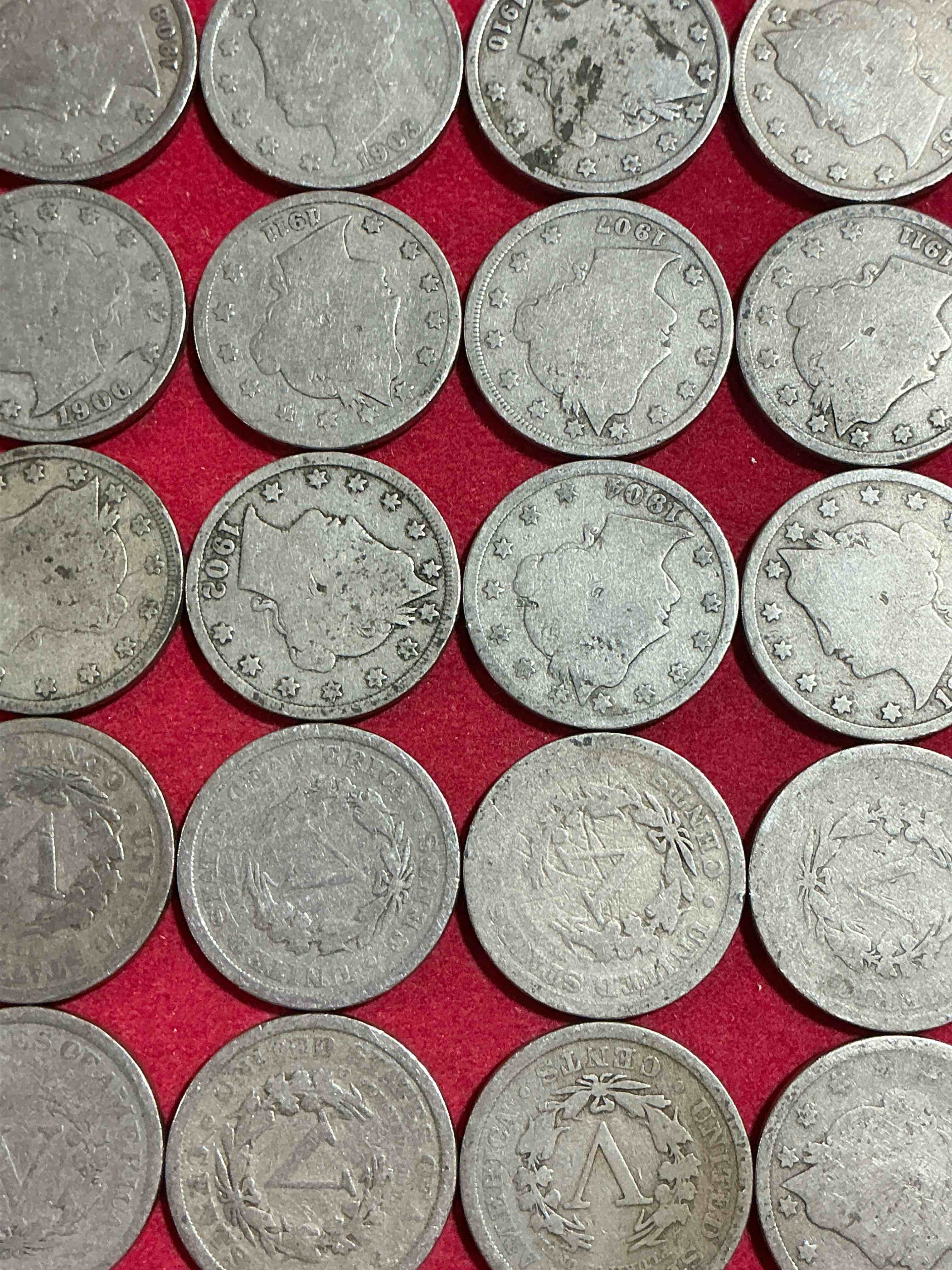 Condition photo showing Good Condition for historic buffalo nickels! indian head buffalo nickels were minted from 1913 to 1938 & have become a favorite for coin collectors around the world! own pieces of american history with these cool indian head buffalo nickels in circulated condition, some with visible dates is very rare for buffalo nickels!