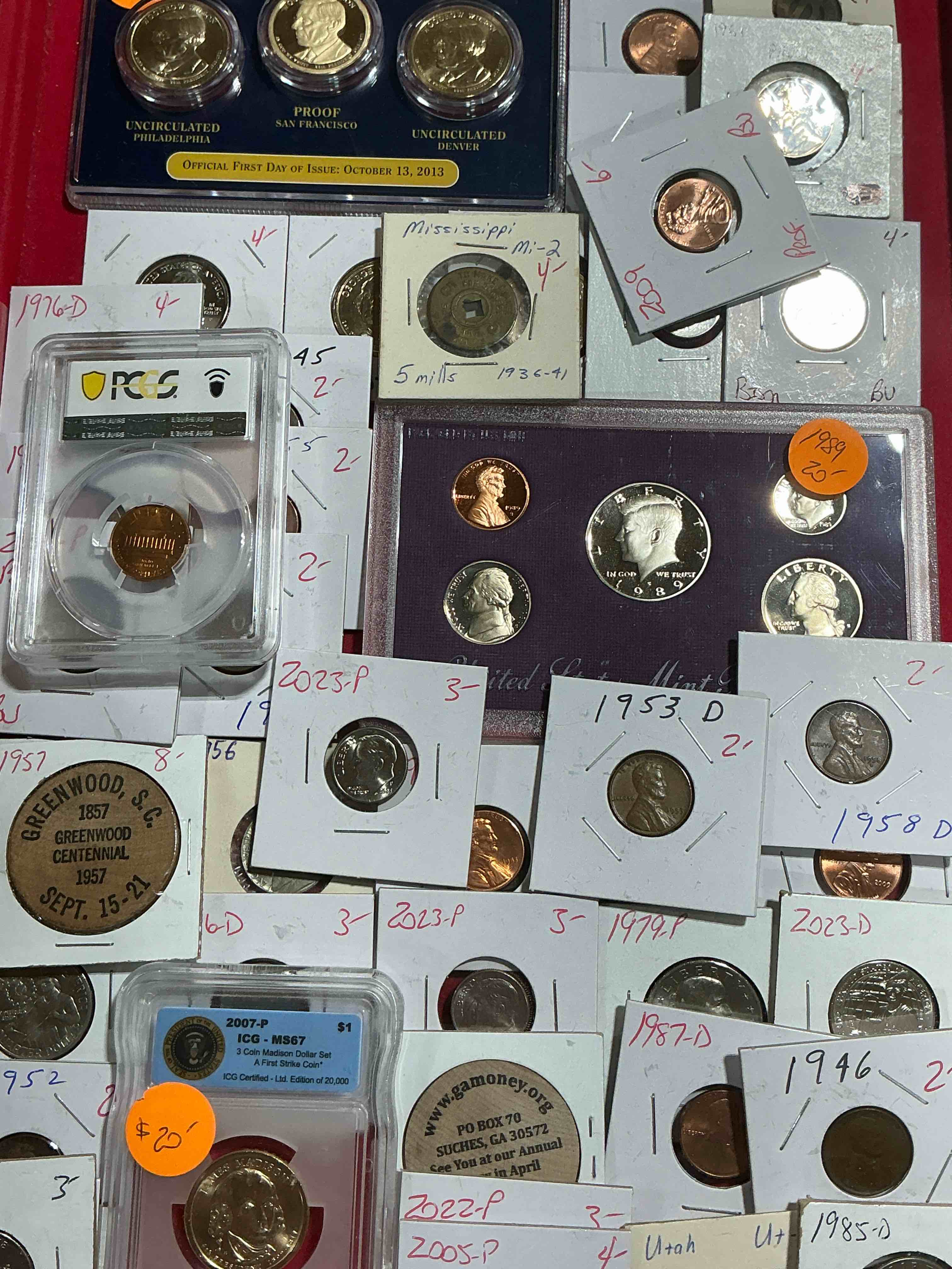 Condition photo showing Good Condition for cool coin closeout! wow! awesome u.s. coins & more, antique, vintage & modern galore! many uncirculated! check out this incredible closeout collection of incredibly cool coins & rare items spanning decades! bid is per coin/item & all coins encased for protection! a true smorgasbord collector's dream! each collection is unique and includes items such as rare antique coins, rare date coins, coin sets, modern uncirculated coins, wooden tokens, cool medallions & more! disregard original price marks on pieces, this is a true auction closeout! an incredible opportunity for re-sellers & collectors!