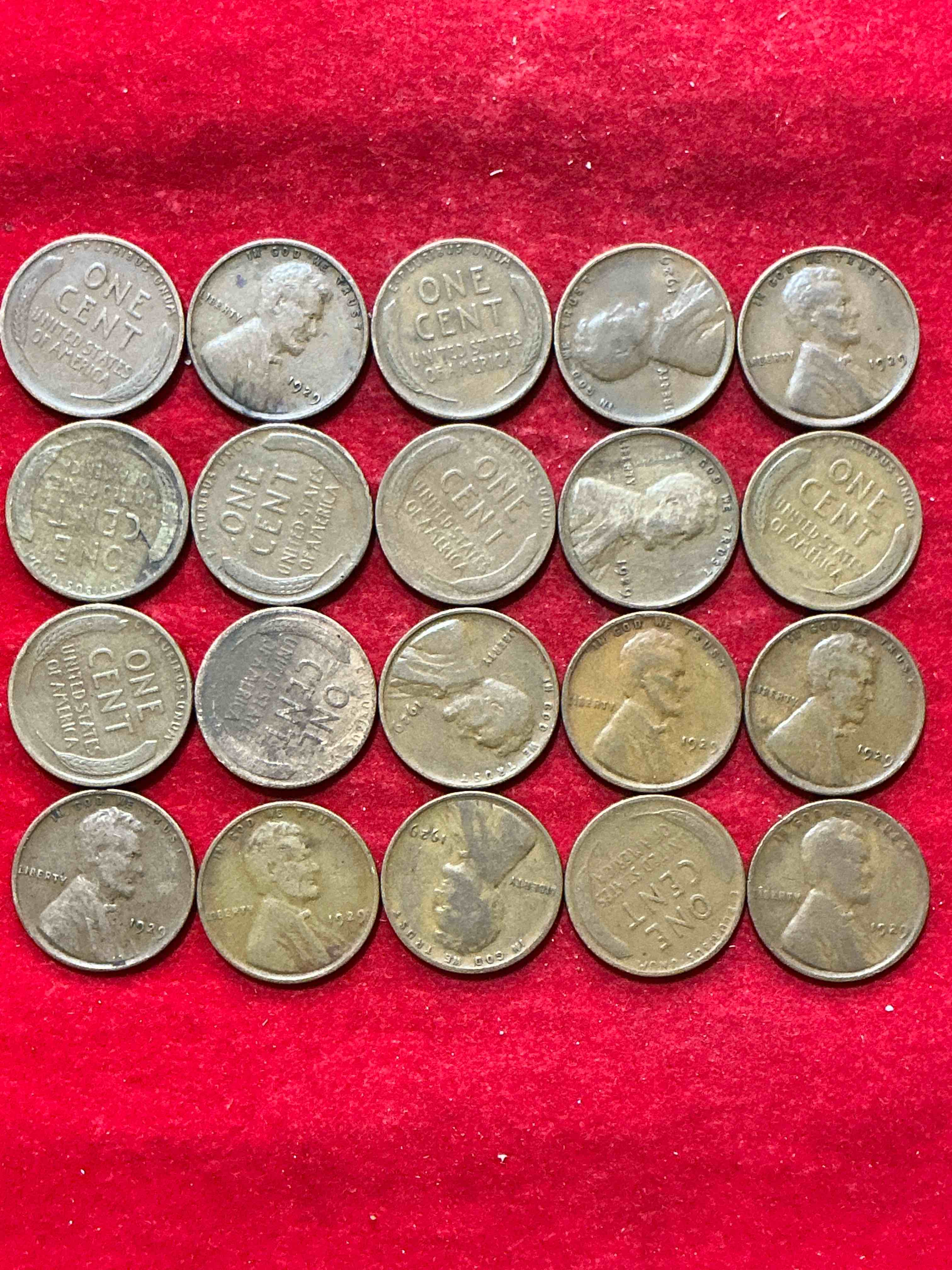 Condition photo showing Good Condition for 1929, a year of infamy! 1929 is the year the roaring 1920’s came to an end with the devastating stock market crash of october 1929 that led to the great depression. own pieces of this era with these genuine 1929 wheat pennies in nice condition!