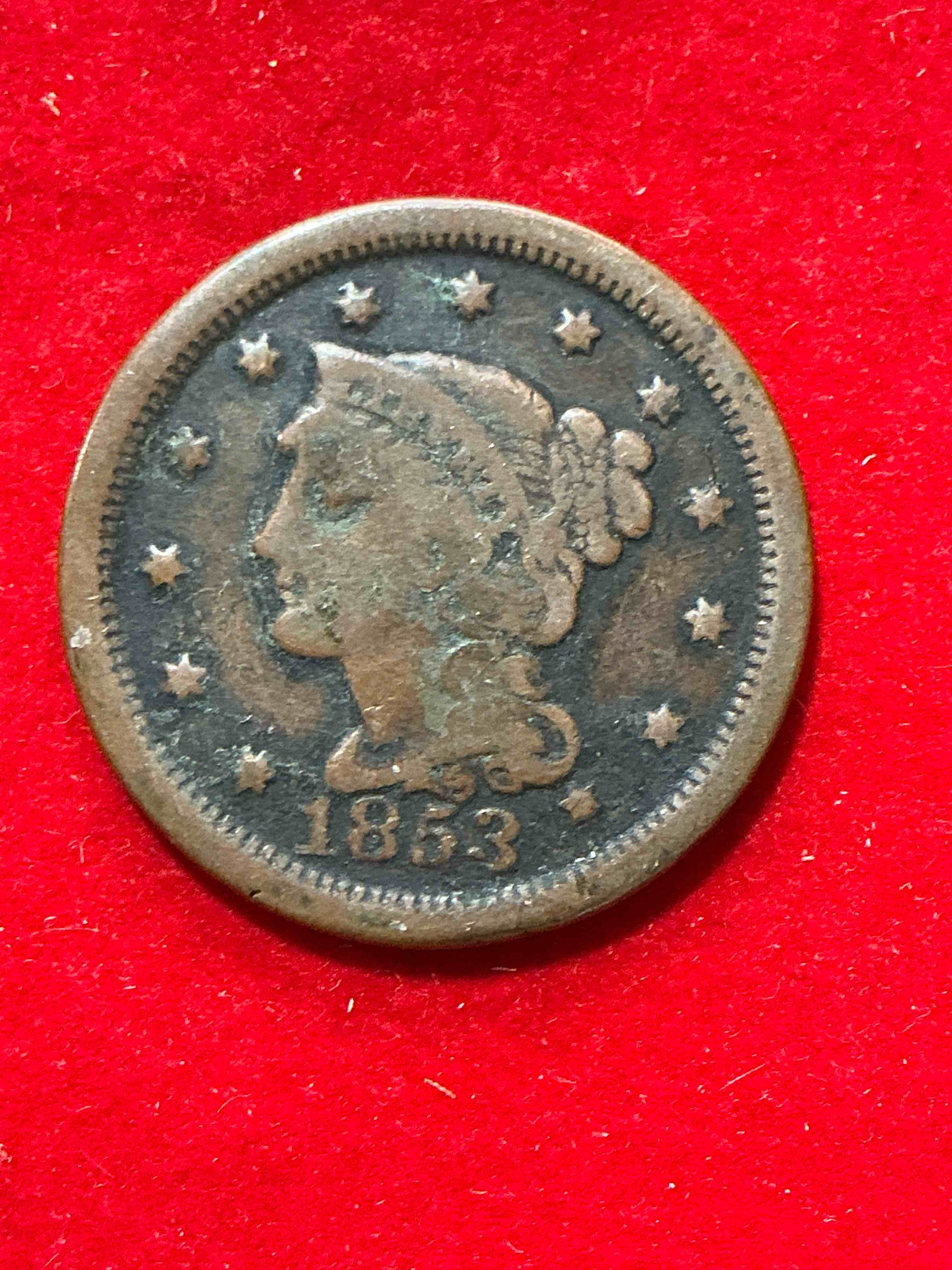 1853 ultra rare us one cent piece! these coins were minted starting in 1793 & have become serious collectors items! this rare one cent piece is in great condition for the year! 1800’s coin, think of the history this coin has seen! incredible!