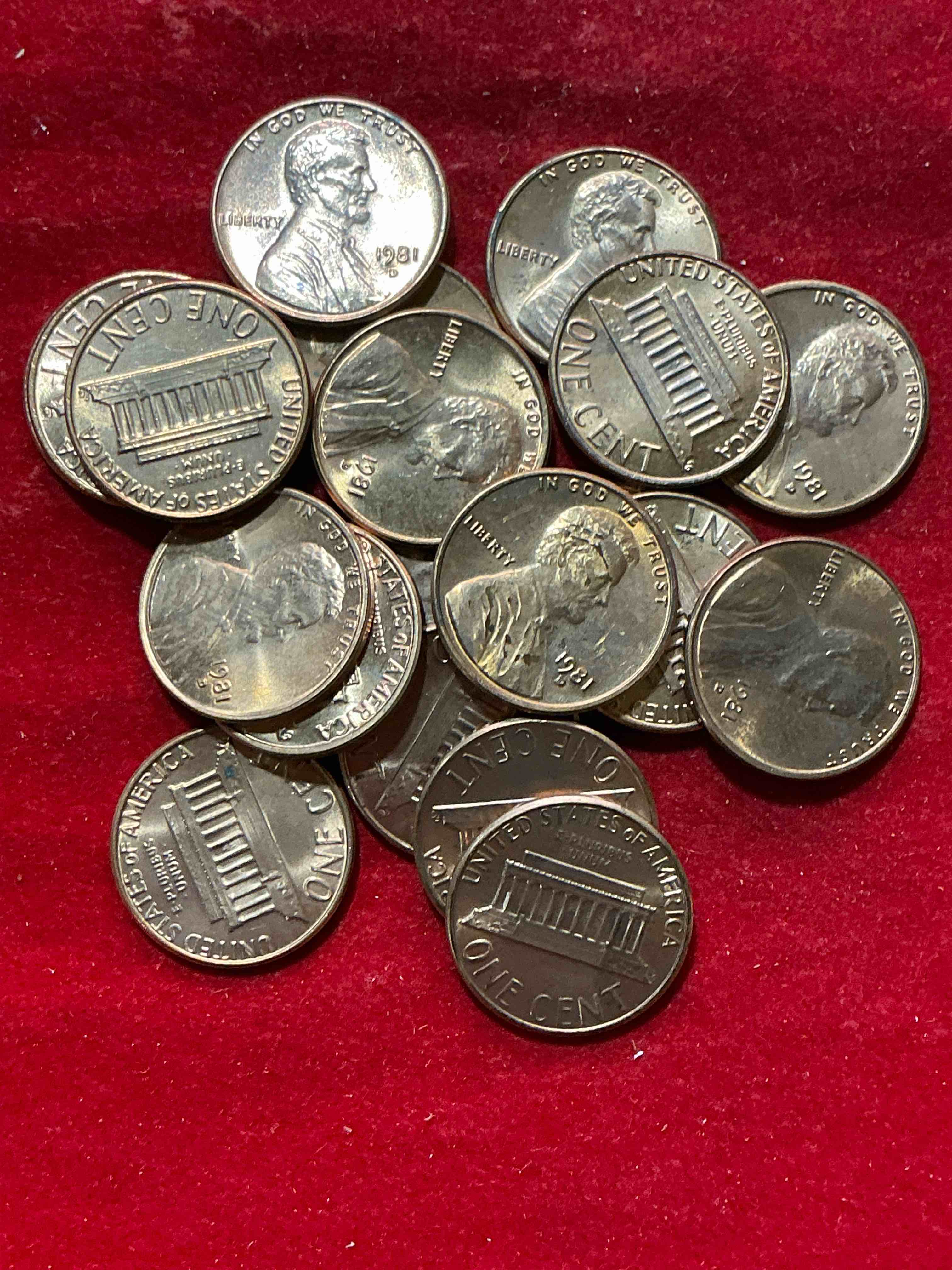 Condition photo showing New/Like New for 1981 uncirculated pennies! a historical year in american history, dawn of the space shuttle! ronald regan inaugurated, launch of mtv! these pennies are a great way to grab a piece of american history!