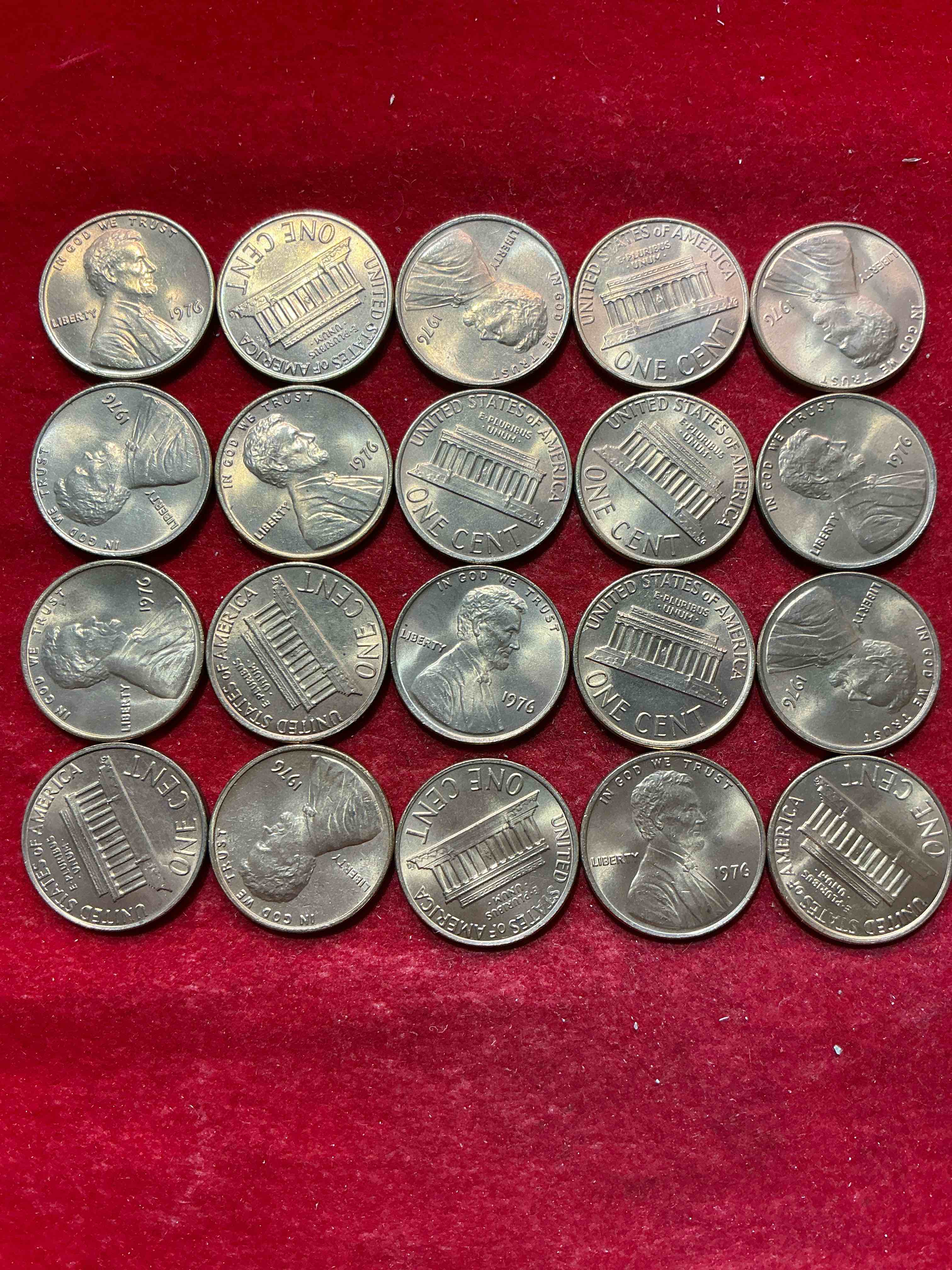 1976 brilliant uncirculated america 200 year anniversary pennies!  celebrate america’s bicentennial with the unc brilliant 1976 pennies, direct from the original bank rolls!  these pennies have not seen the light of day since 1976, wow!  serious collector items!