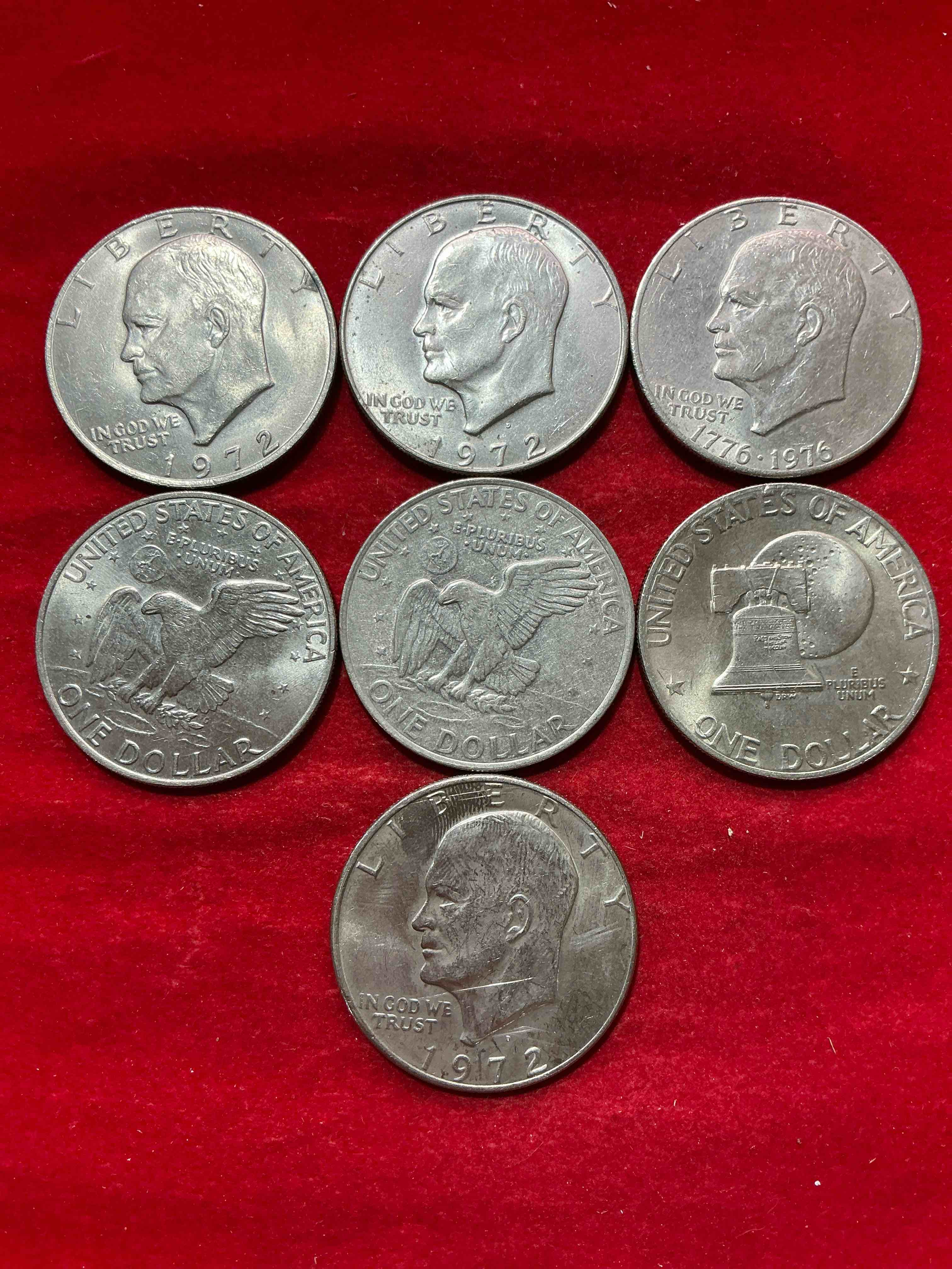 Condition photo showing Good Condition for gorgeous eisenhower dollar coins! these striking, large u.s. coins were minted from 1971-1978. here are gorgeous examples of “ike" dollars from 1976 & more! these coins have become immensely popular with collectors & some have great toning!