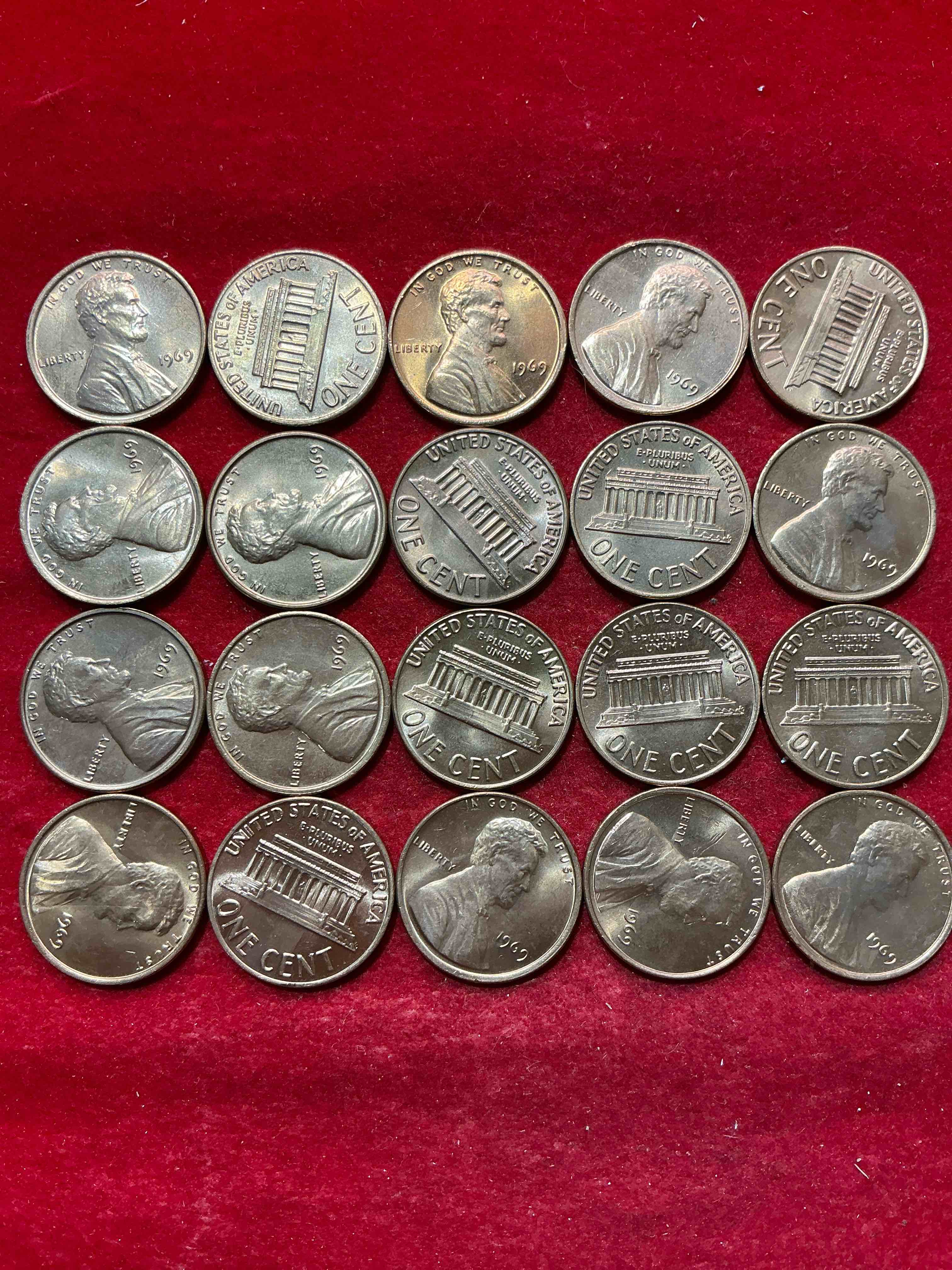Condition photo showing New/Like New for 1969 moon landing brilliant uncirculated wheat pennies!  direct from original treasury bank rolls, these pennies haven’t seen daylight since 1969!  on july 20, 1969 the world changed forever when america landed on the moon!  own pieces of this era with these gorgeous brilliant uncirculated wheat pennies!  