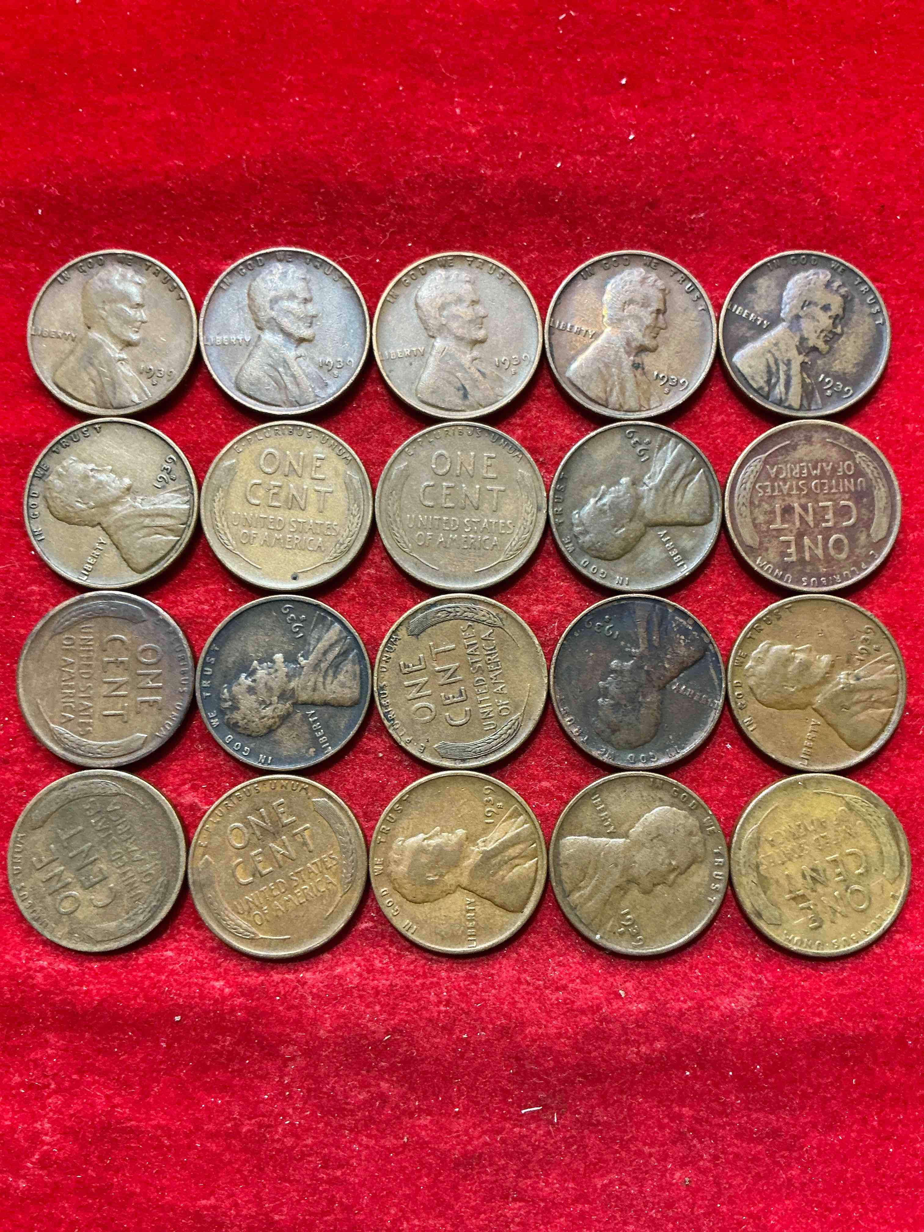 Condition photo showing Good Condition for rare 1939 wheat pennies!  world war 2 buffs take notice!  wwii started in 1939 when hitler invaded poland.  up for auction are rare 1939 san francisco wheat pennies, in great condition! 