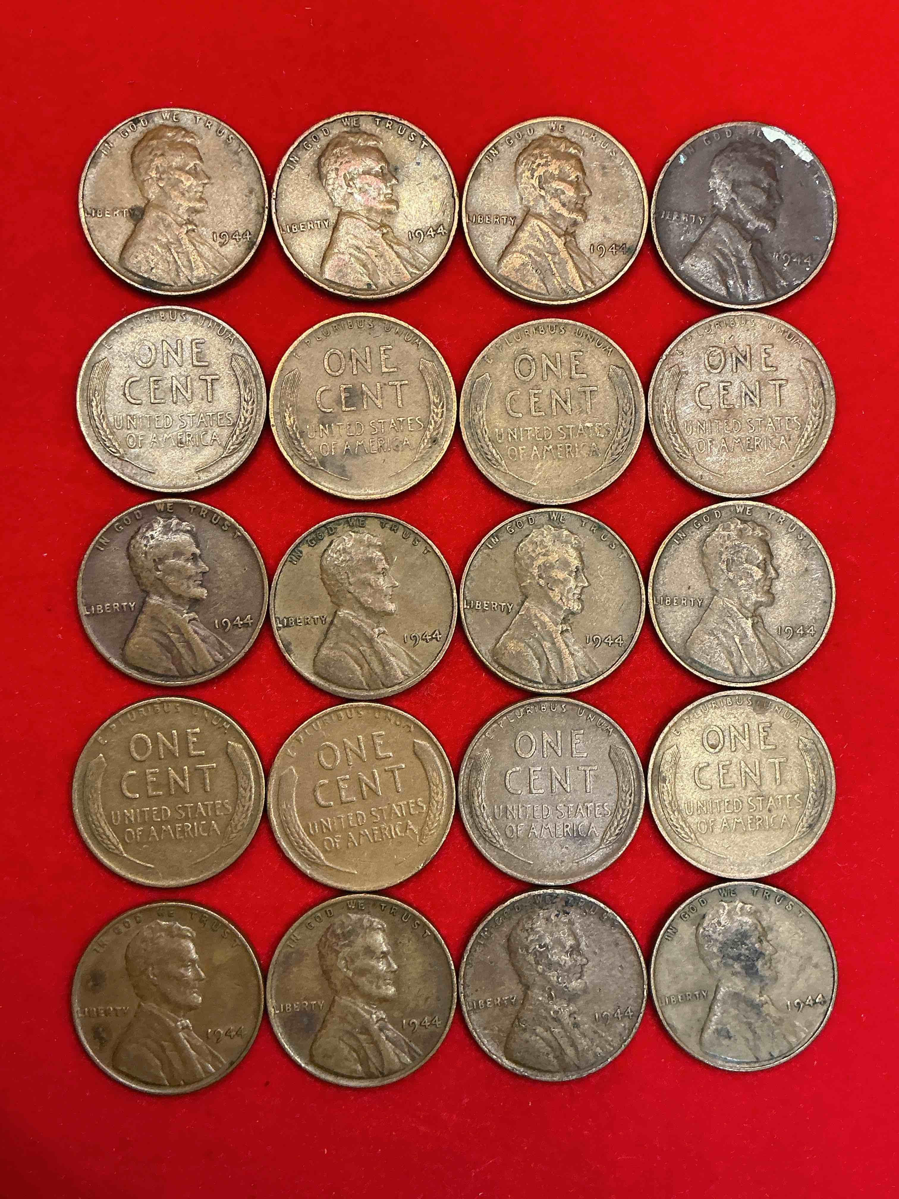 Condition photo showing Good Condition for 1944 calling world war 2 buffs!  1944 d-day era wheat pennies!  d-day was june 6th, 1944 & was one of the most significant battles of wwii! own pieces of this era with these genuine 1944 wheat pennies in nice condition!  