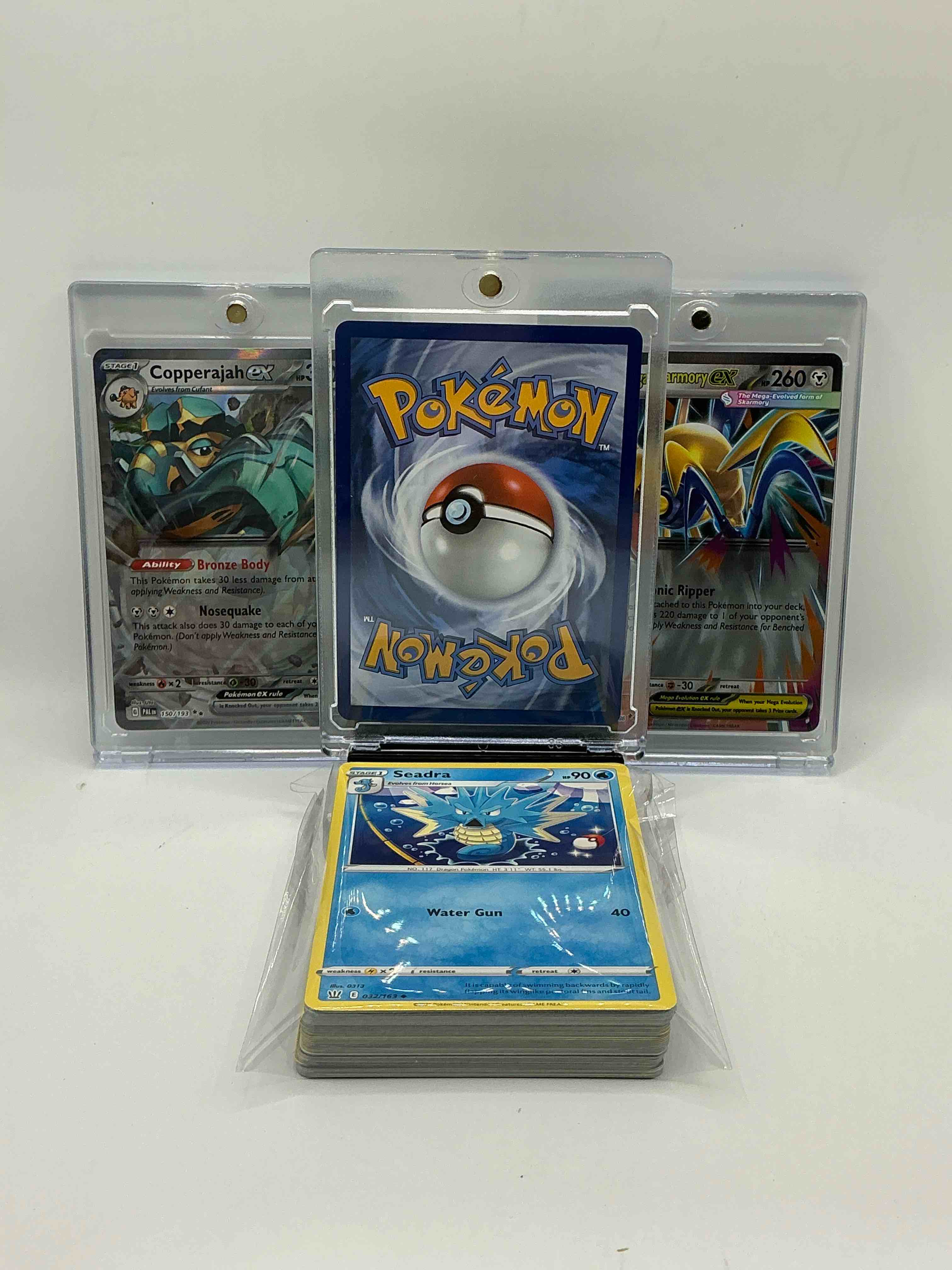 Condition photo showing New/Like New for ex madness! pokémon palooza! arboliva ex! copperajah ex! mega skamory ex! along with 50 other pokémon heroes, holos, legends & commons- including holographic cards, cool holos & more! includes non holo common/ uncommon basic & first stage cards & could even include trainers & energy too! perfect set for collectors & enthusiasts!