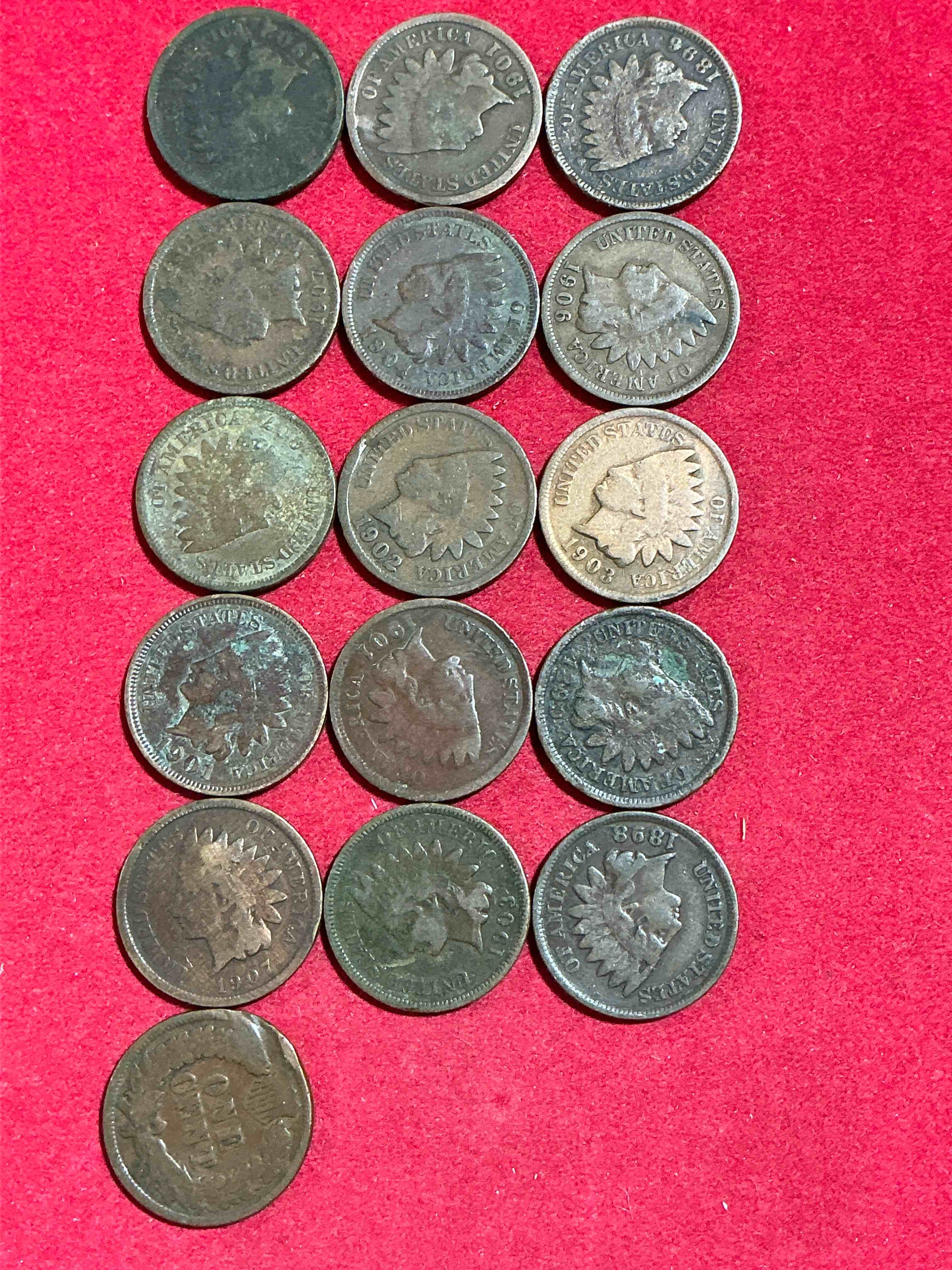Condition photo showing Good Condition for indian head pennies! these gorgeous u.s. pennies were minted from 1859-1909 & have become serious collector items! the "indian head" design is actually a representation of lady liberty wearing an indian headdress. here are beautiful, well-kept examples representing many different mint years! great for collecting, investing & learning history, & rare with visible dates!