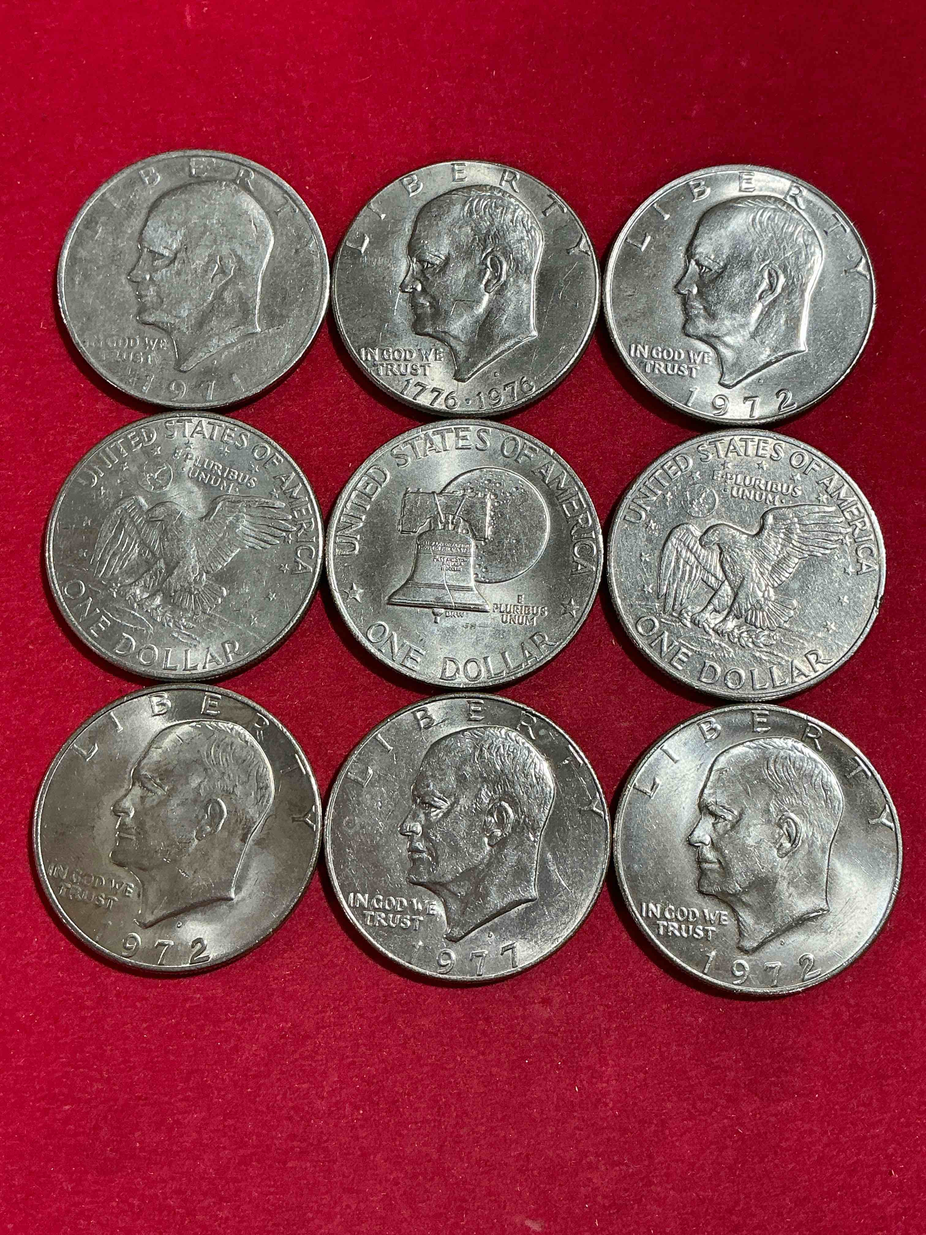 Condition photo showing Good Condition for gorgeous eisenhower dollar coins! these striking, large u.s. coins were minted from 1971-1978. here are gorgeous examples of “ike" dollars from 1976 & more! these coins have become immensely popular with collectors & some have great toning!