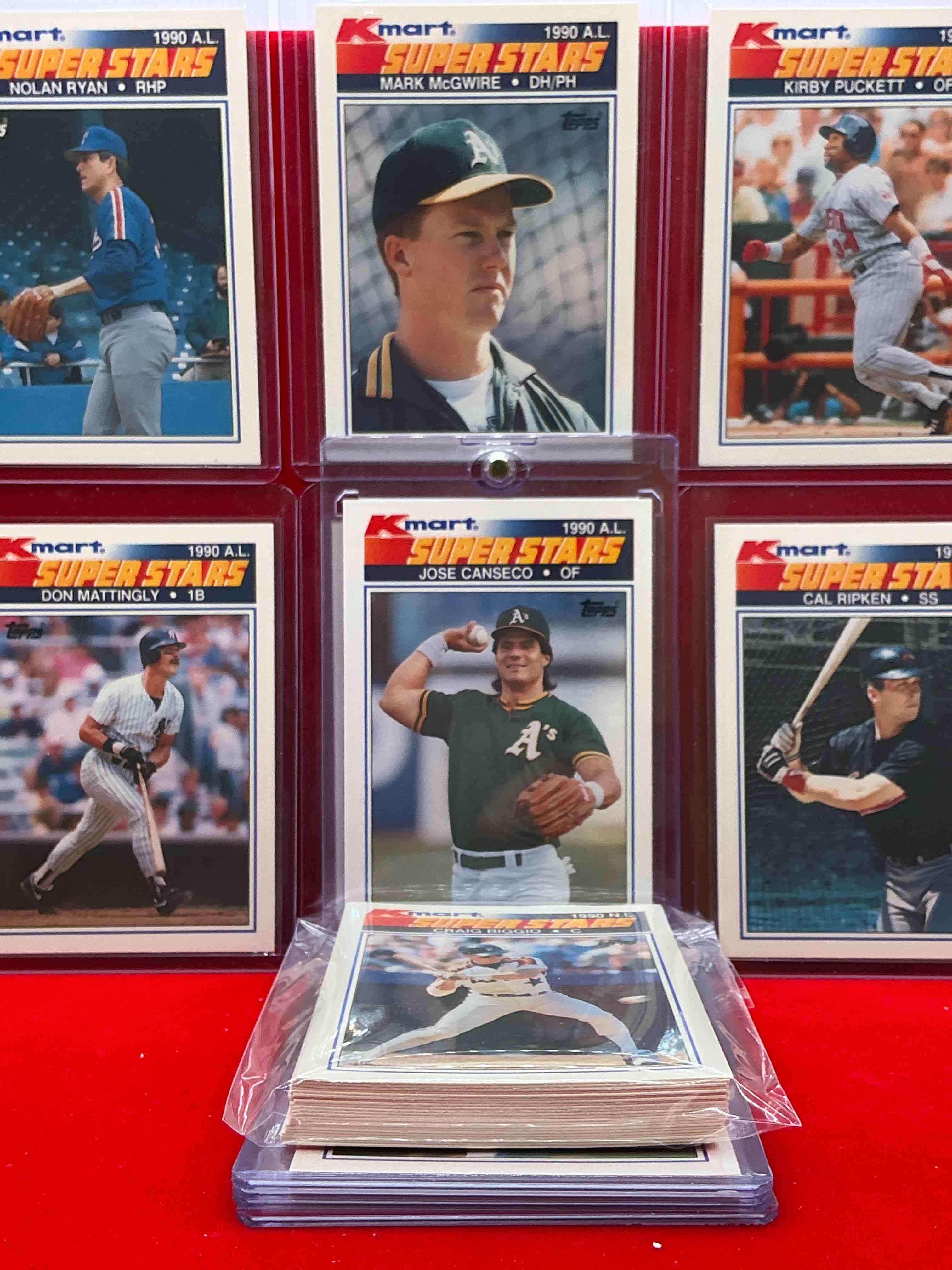 k-mart exclusive topps baseball superstars! jose canseco, mark mcgwire, rickey henderson, ryne sandberg, nolan ryan & more! 33 card collector’s edition topps baseball superstars! k-mart exclusive edition!