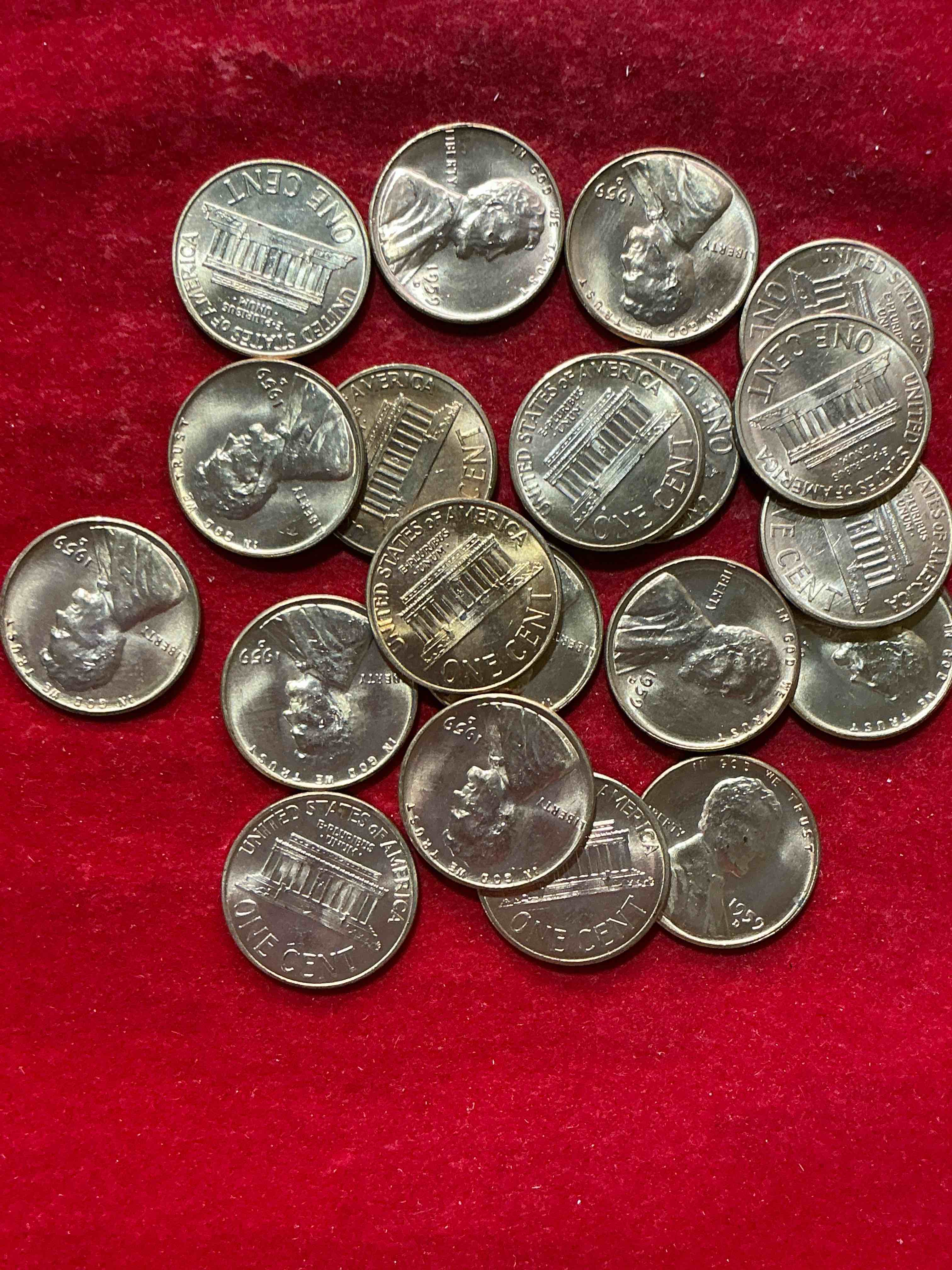 Condition photo showing New/Like New for 1959 brilliant uncirculated pennies! 1959 was the last year of an epic chapter of american history! own pieces of the 1950’s with these brilliant uncirculated pennies! many from the original treasury bank rolls not having seen daylight since 1959, wow!