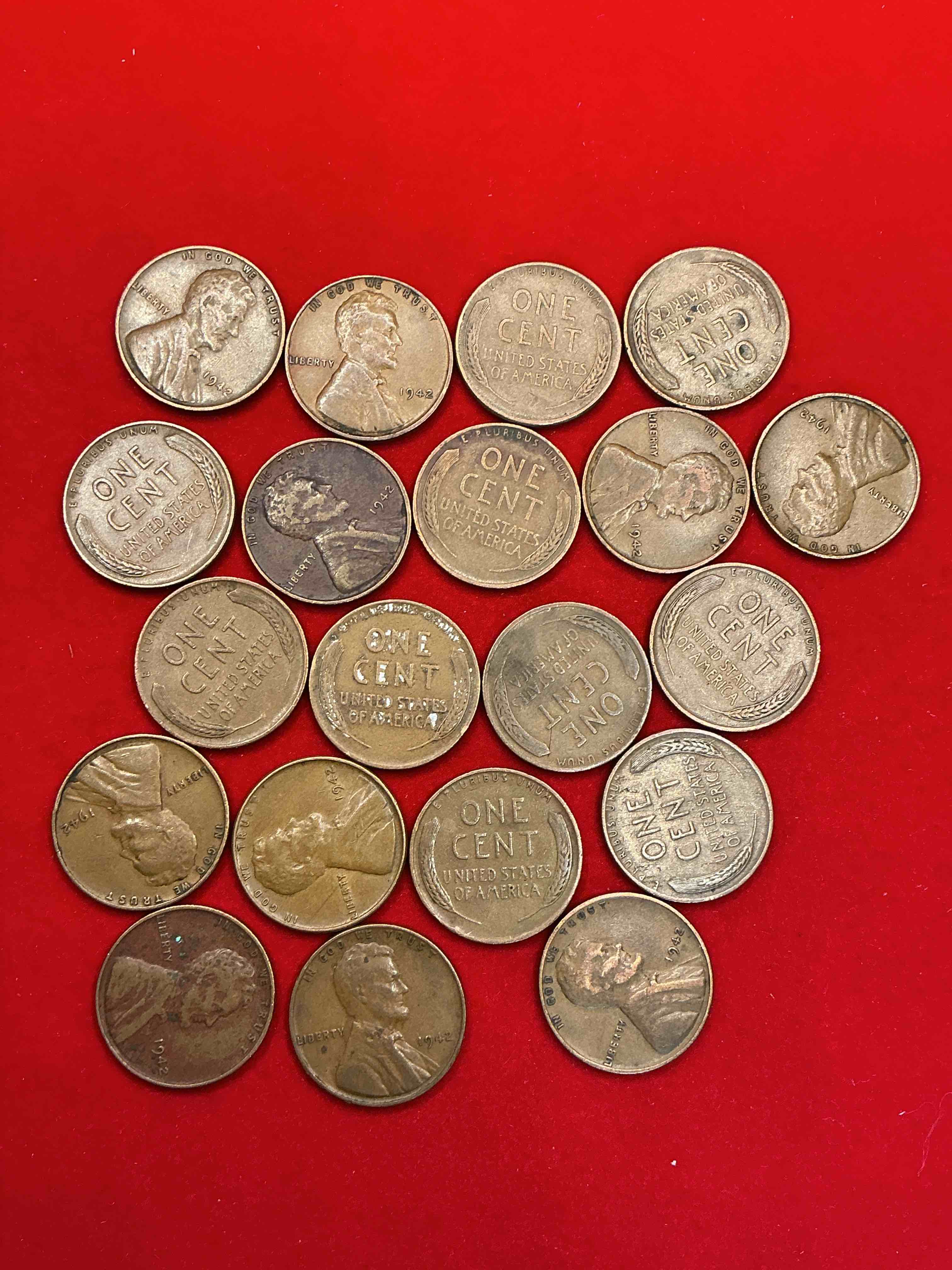 Condition photo showing Good Condition for 1942 calling world war 2 buffs! 1942 battle of midway era wheat pennies! the battle of midway was june 4-7 1942 & was the greatest naval battle in history between america & japan! own pieces of this era with these genuine 1942 wheat pennies in nice condition!