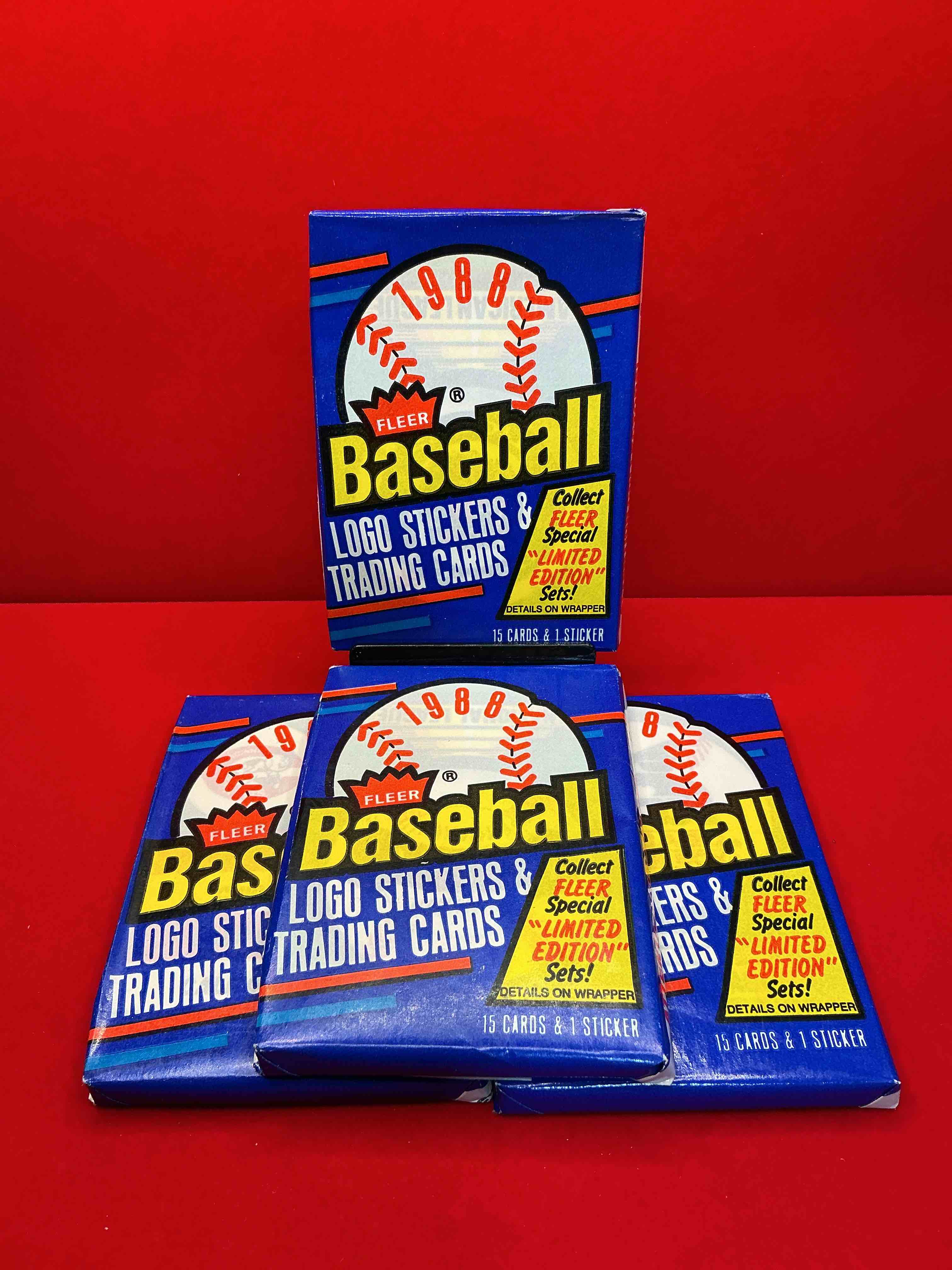 80's baseball fan's rejoice! 1988 fleer baseball unopened wax packs full of collectible trading cards! search for valuable don mattingly & nolan ryan cards worth hundreds in perfect condition!