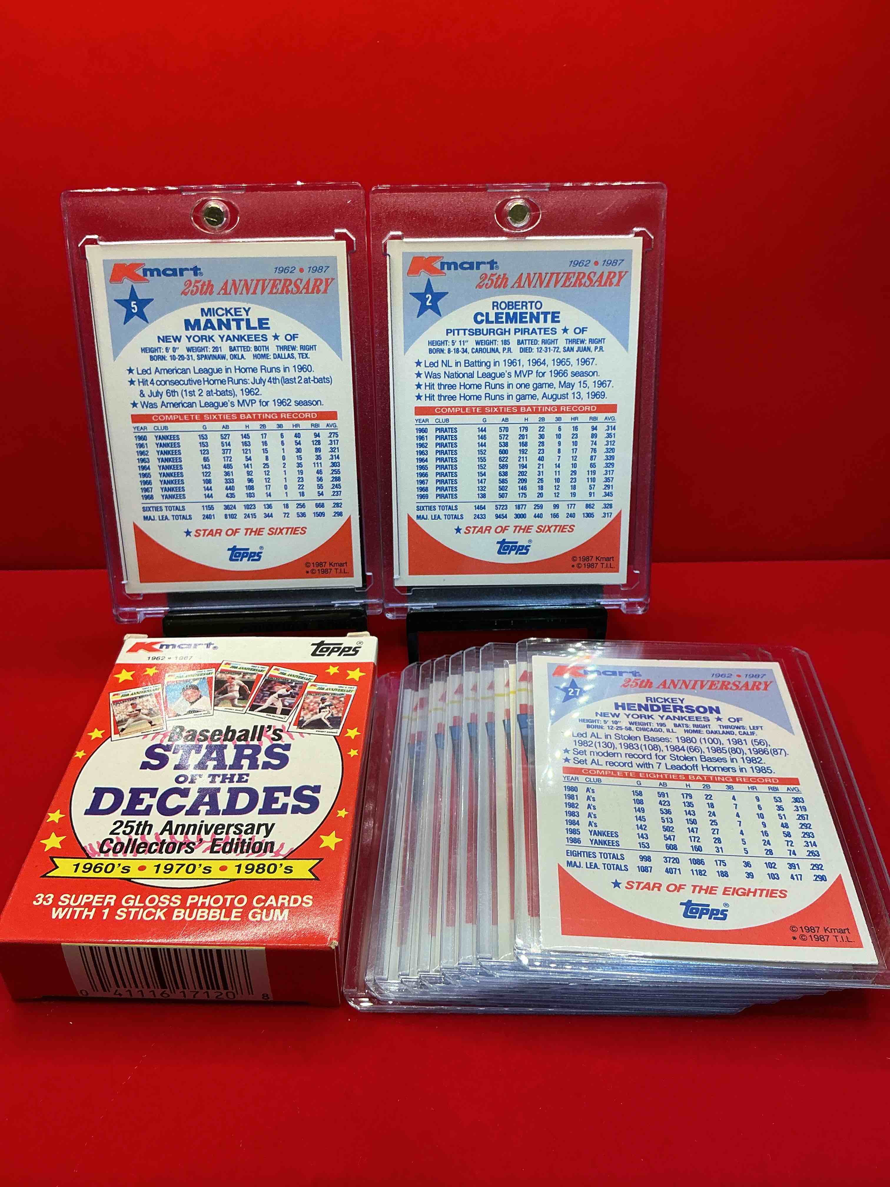 Condition photo showing New/Like New for baseball fans rejoice! k-mart exclusive 25th anniversary collector’s edition “baseball’s stars of the decades” set! all the best players from the 60’s, 70’s & 80’s all in one place! wow!