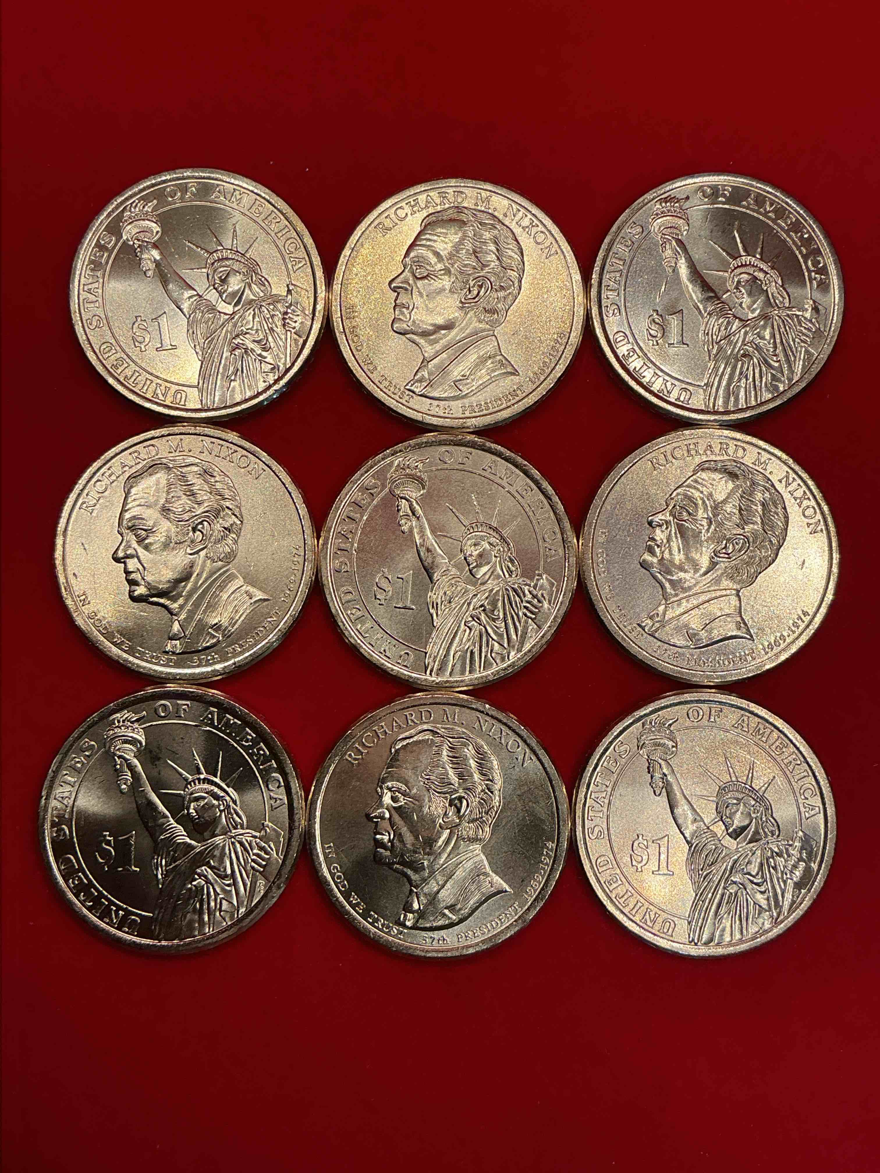 Condition photo showing New/Like New for richard m. nixon one dollar presidential coins! uncirculated brilliant coins! these coins are in mint condition, and some of the most collectible coins out there! rare, uncirculated, one dollar coins featuring richard m. nixon