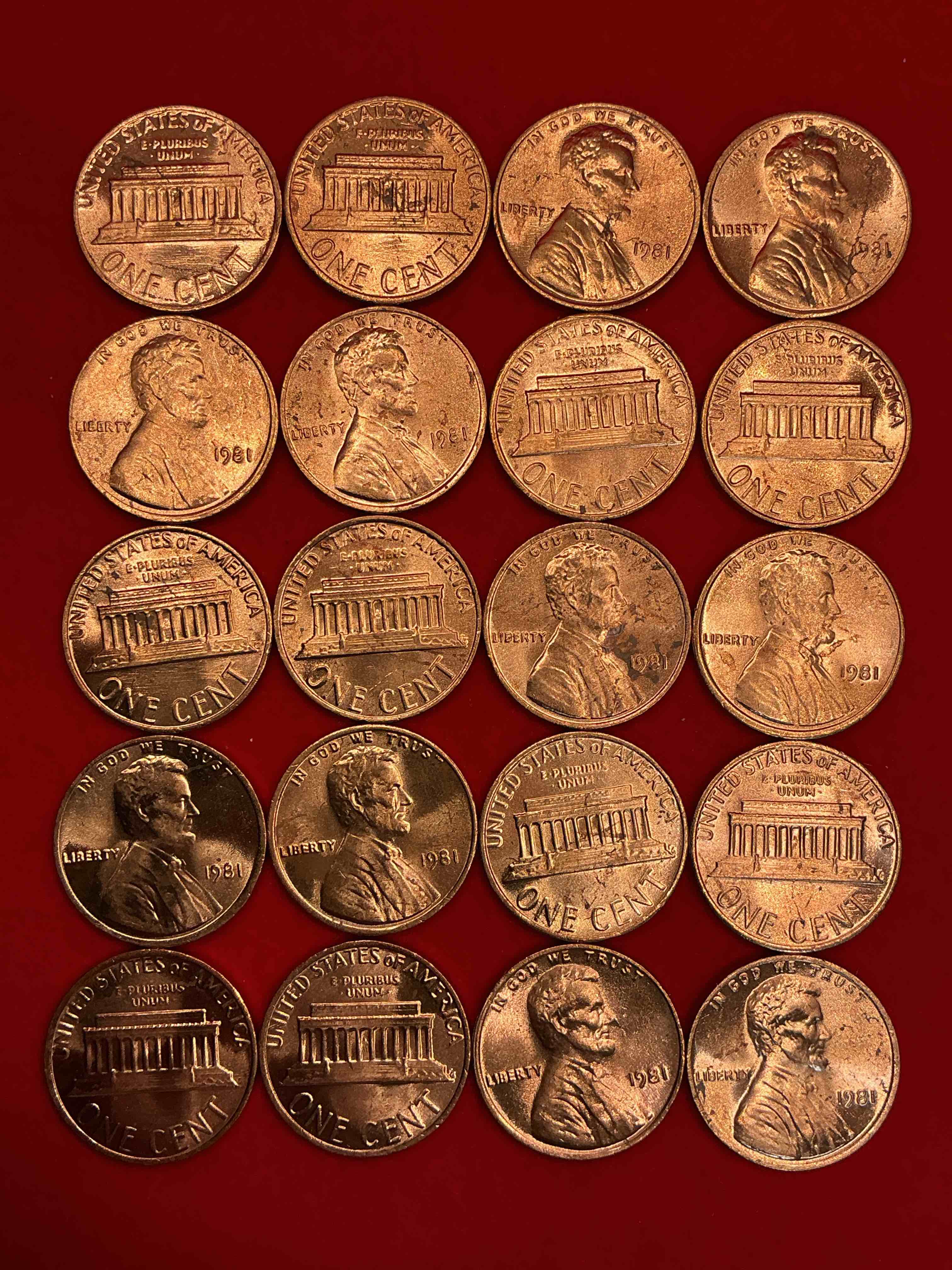 Condition photo showing New/Like New for 1981 uncirculated pennies! a historical year in american history, dawn of the space shuttle! ronald reagan inaugurated, launch of mtv! these pennies are a great way to grab a piece of american history!