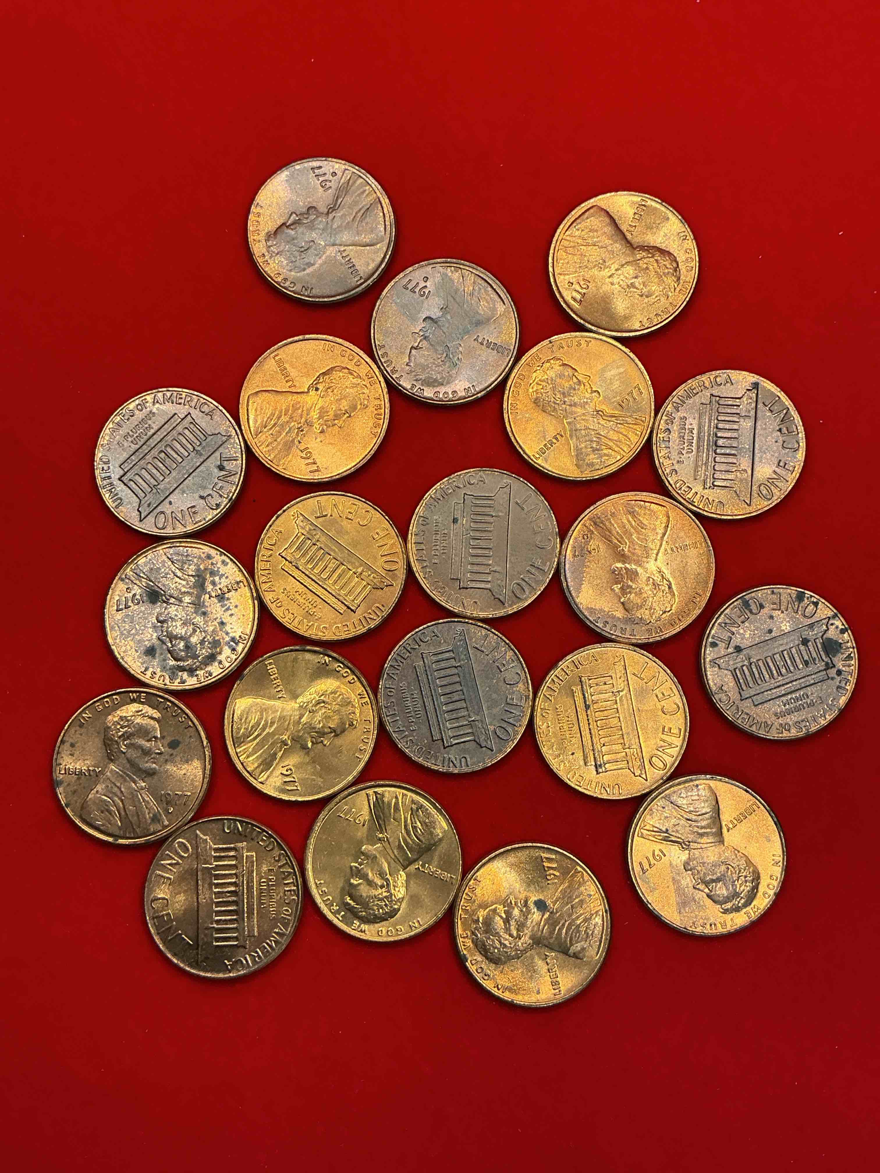 Condition photo showing Good Condition for crazy star wars debut year 1977 uncirculated pennies! what a crazy year in history! take a trip down memory lane with these awesome pennies! the united states doesn’t make pennies anymore- don’t miss your shot at these crazy pieces of history!