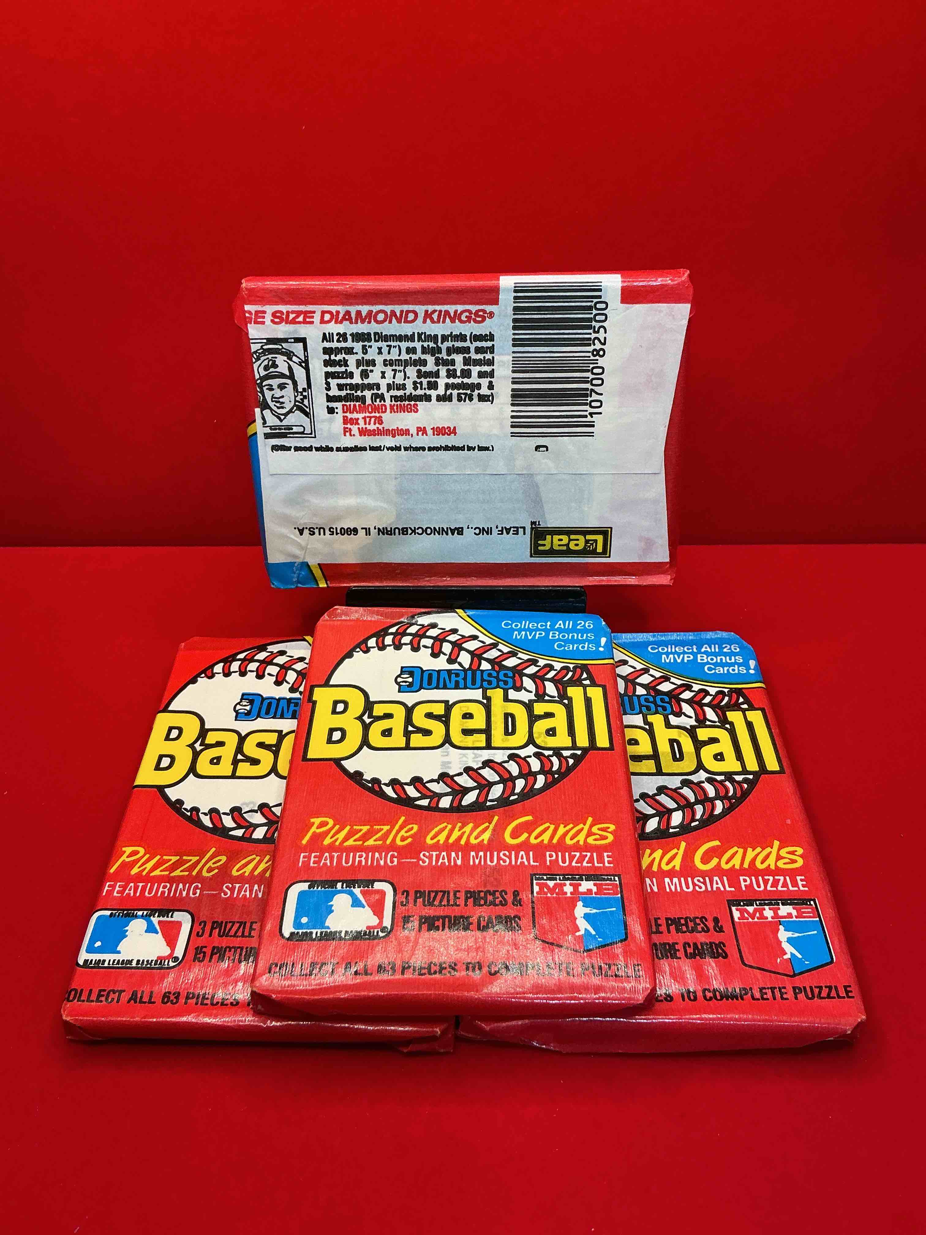 Condition photo showing New/Like New for 1988 donruss baseball unopened sports card wax packs, direct from original box!search for valuable don mattingly & nolan ryan cards!