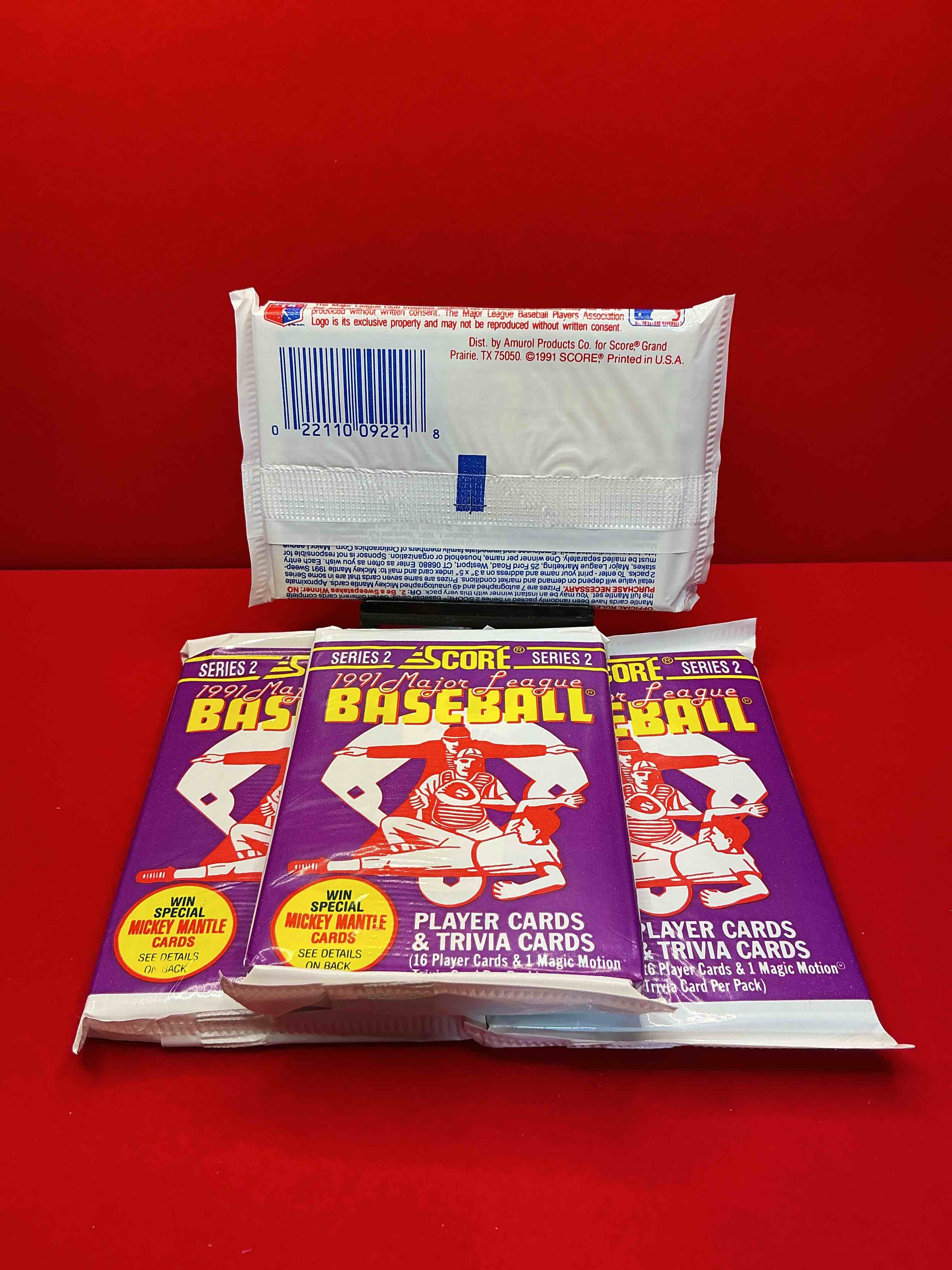 Condition photo showing New/Like New for signed mickey mantle? 1991 score baseball unopened packs! 2,493 signed mickey mantle cards from this year out there, fetching big money if pulled! insanely cool & valuable pocks with stars & rookies!