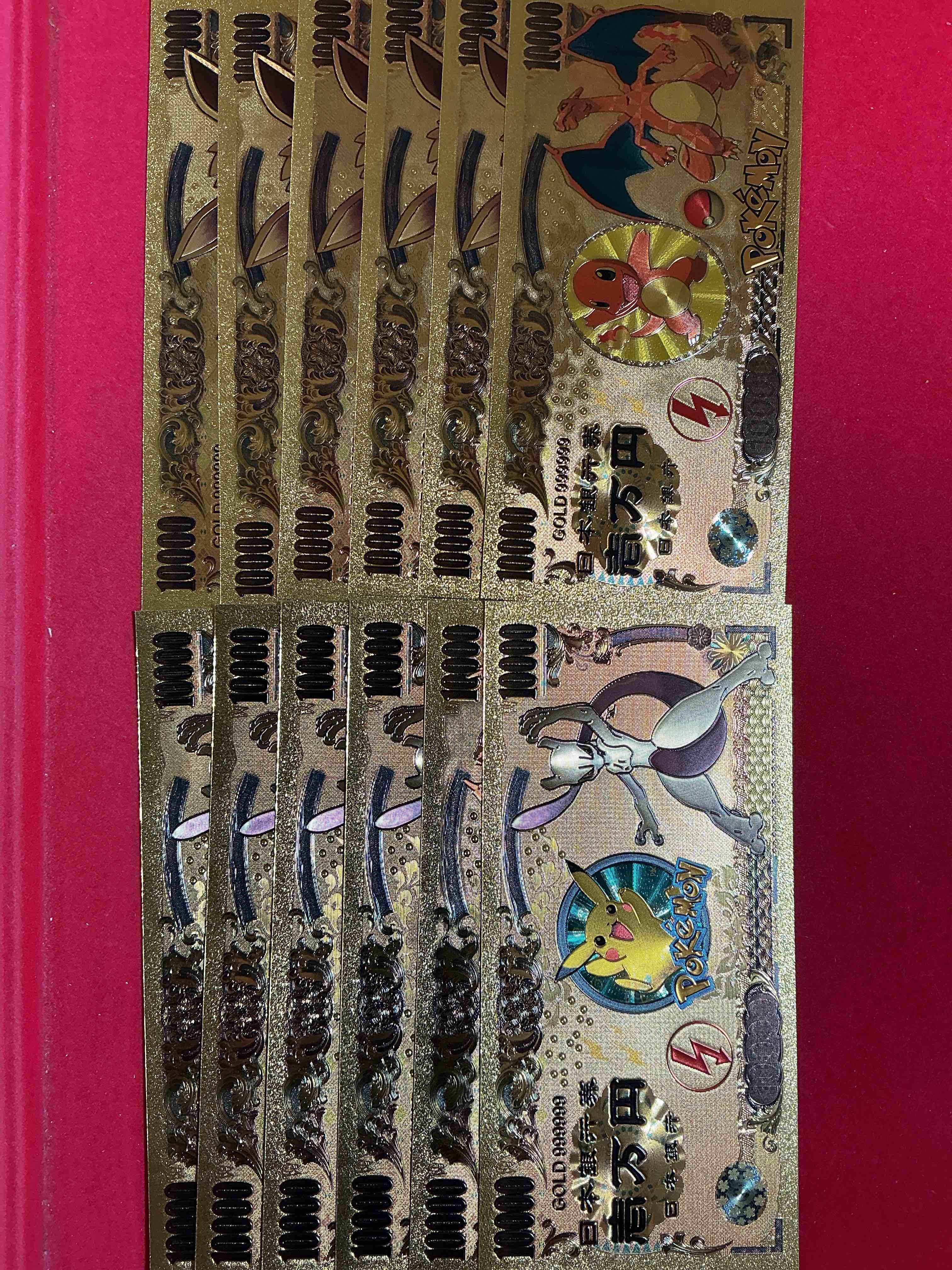 Condition photo showing New/Like New for pokémon novelty gold in color dollars! ultra cool novelty 10,000 pokémon bill with characters & cool designs! rare & hard to get!