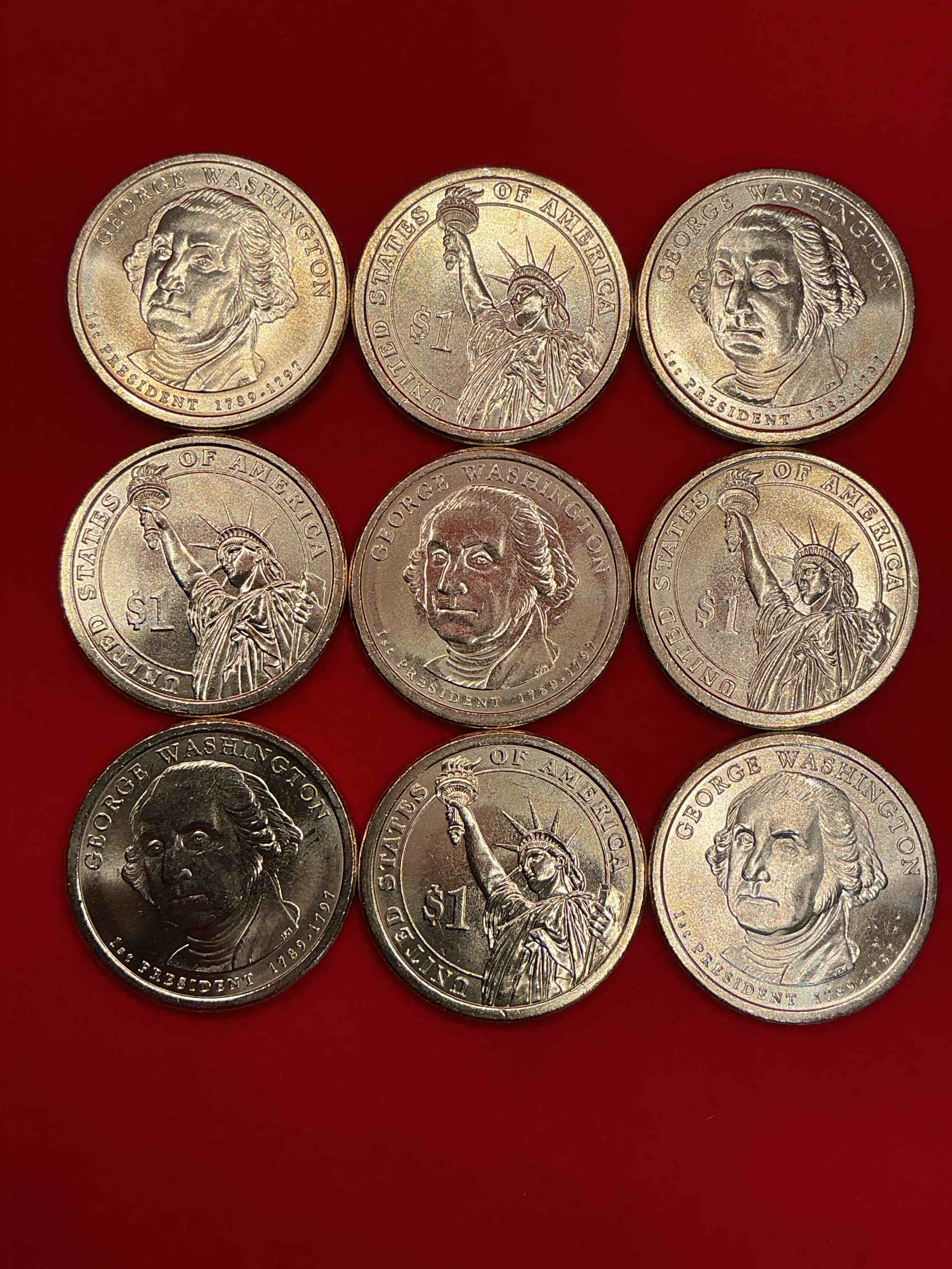 Condition photo showing New/Like New for george washington one dollar coins! brilliant uncirculated coin! these coins are in mint condition, and some of the most collectible coins out there! rare, uncirculated, one dollar coins featuring george washington!