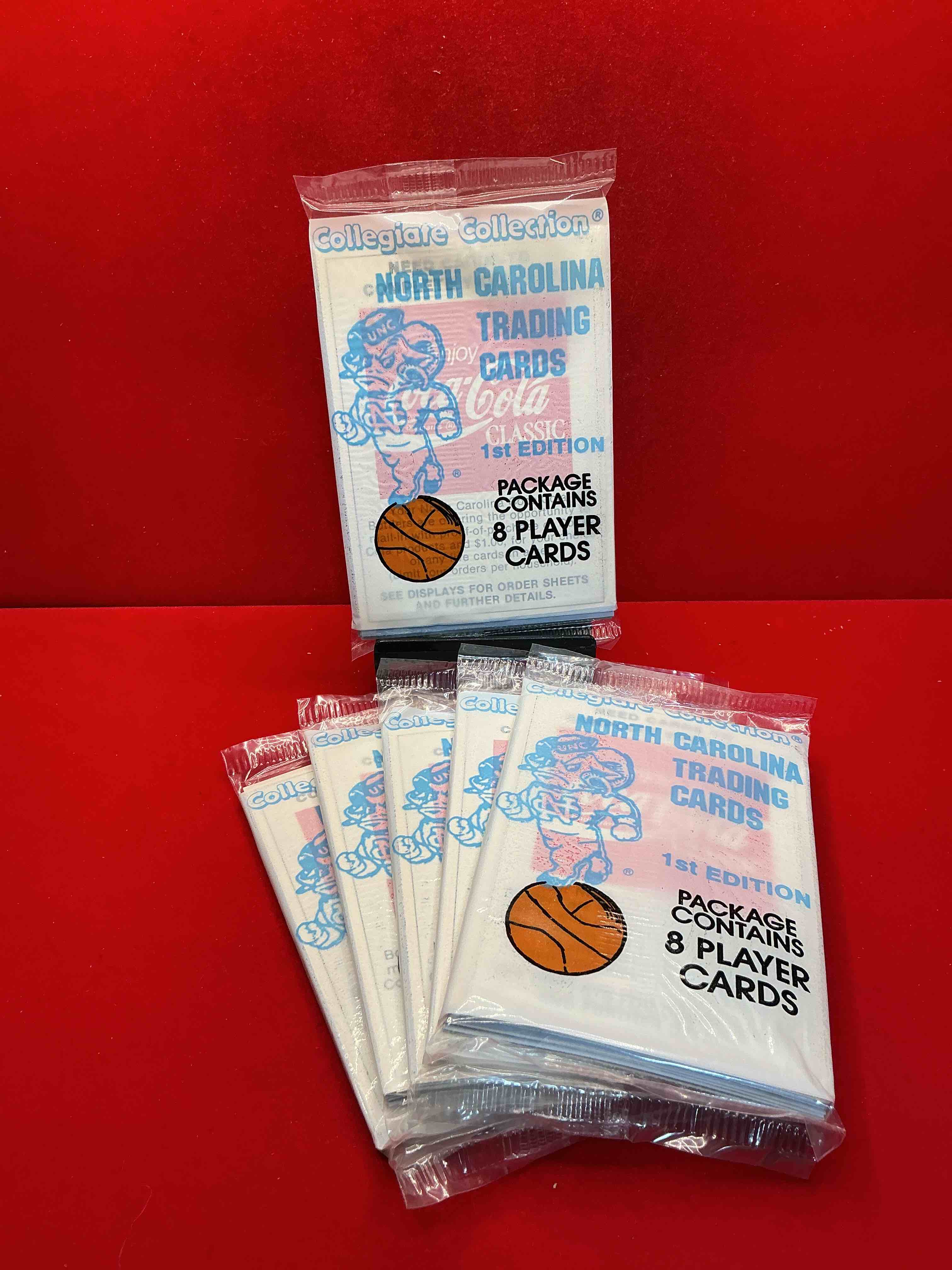 michael jordan?! 1989 university of north carolina trading cards 1st edition 8 cards per pack! look for the goat michael jordan cards, maybe even more than one! only one way to find out!