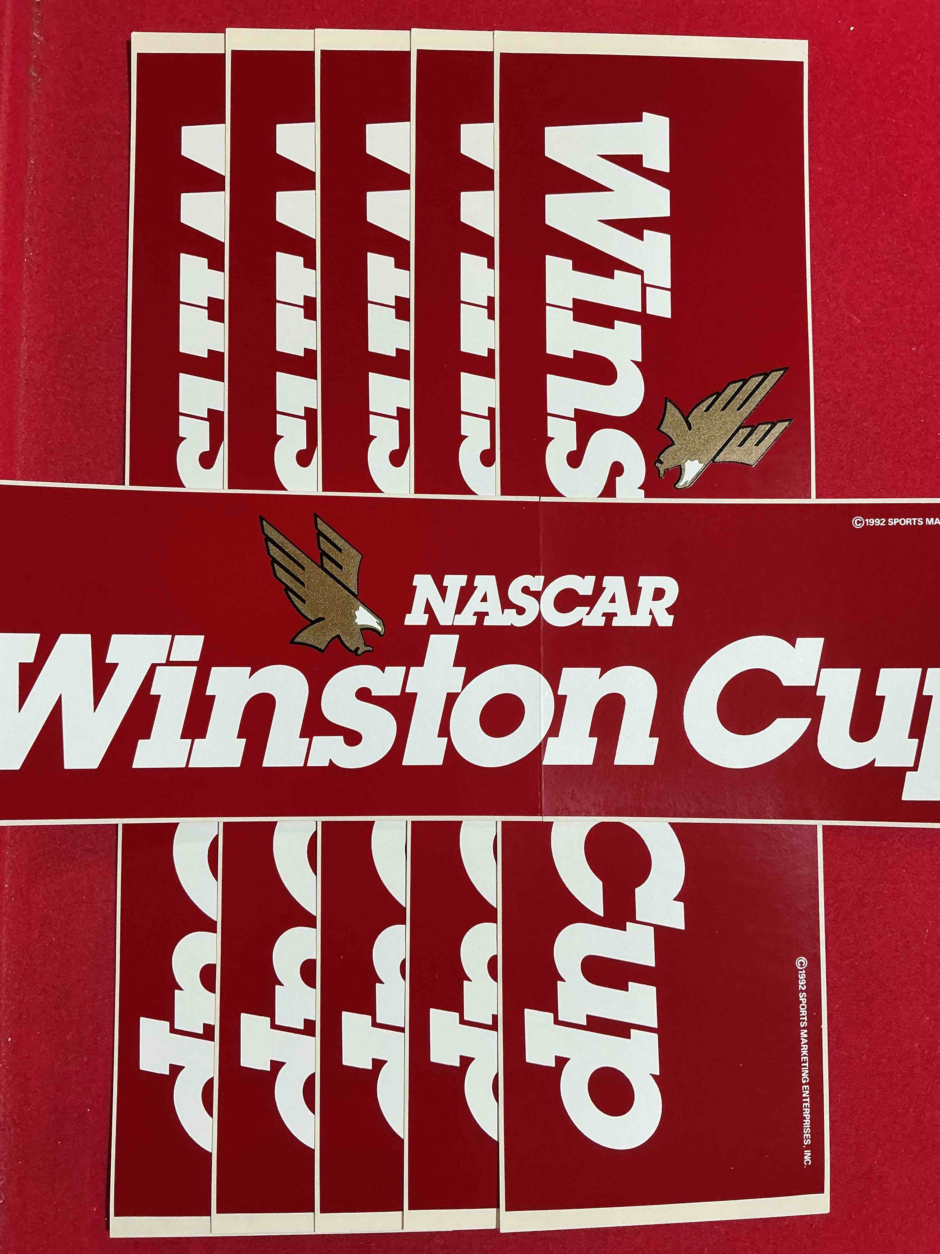 Condition photo showing New/Like New for rare! winston cup series ultra rare 1992 nascar stickers! winston cigarettes sponsored the nascar cup series from 1971 until 2003, after the us government cracked down on the marketing & advertisement of tobacco. what a cool piece of vintage americana! great for any man-cave or garage! these are ultra rare collectible! nascar collectibles!